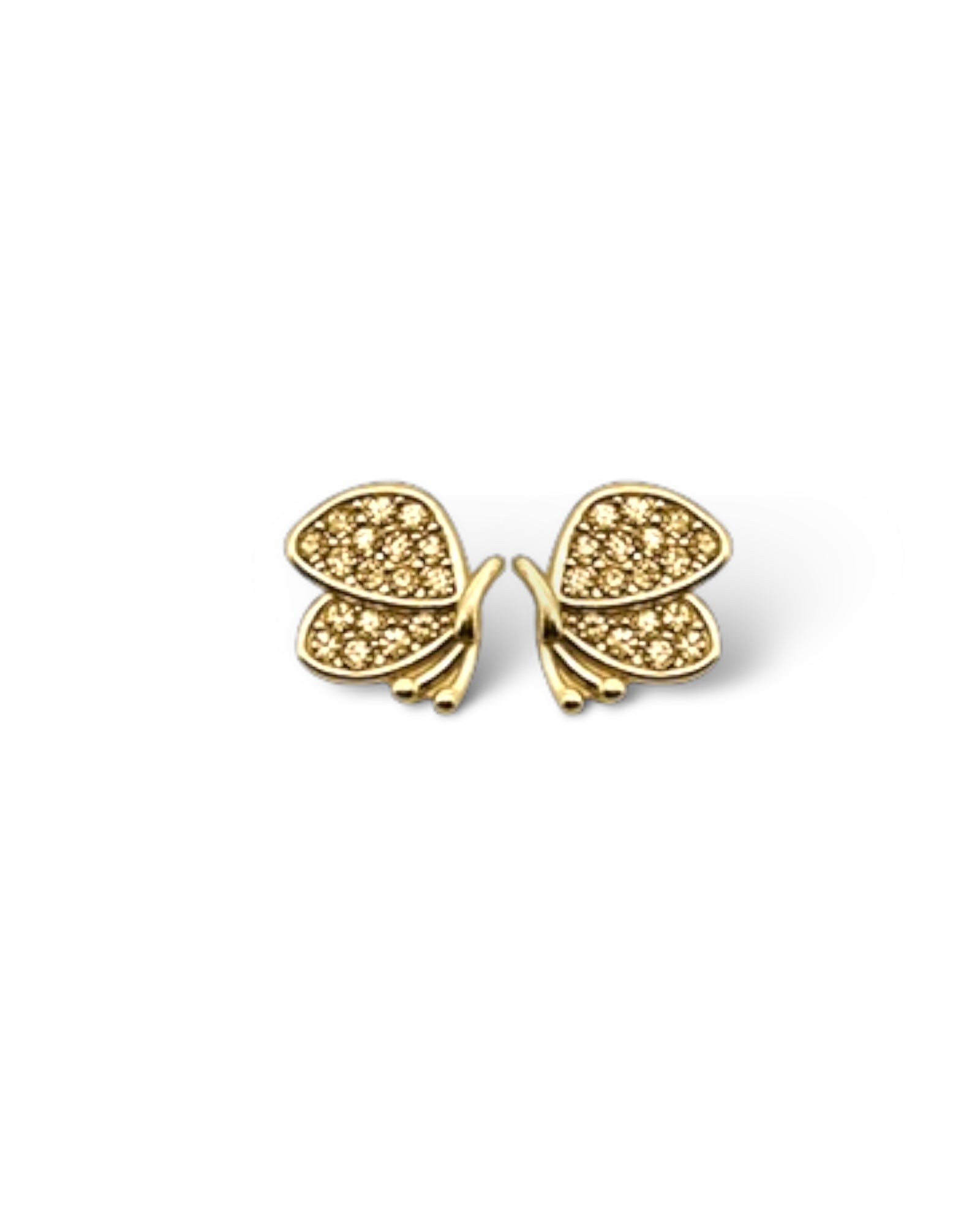 Side butterfly 18k gold plated waterproof earrings