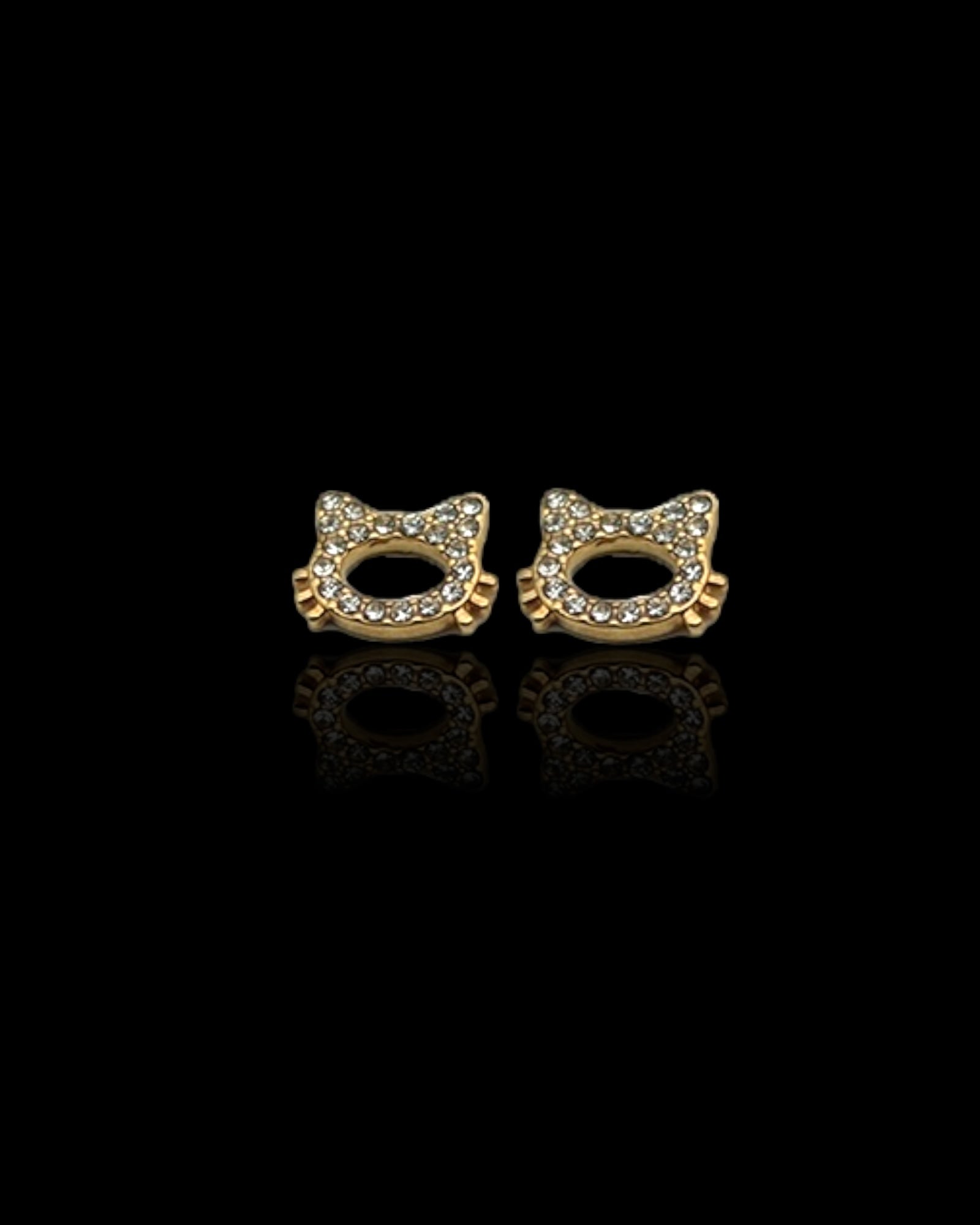 18k gold plated zircon catty waterproof earrings