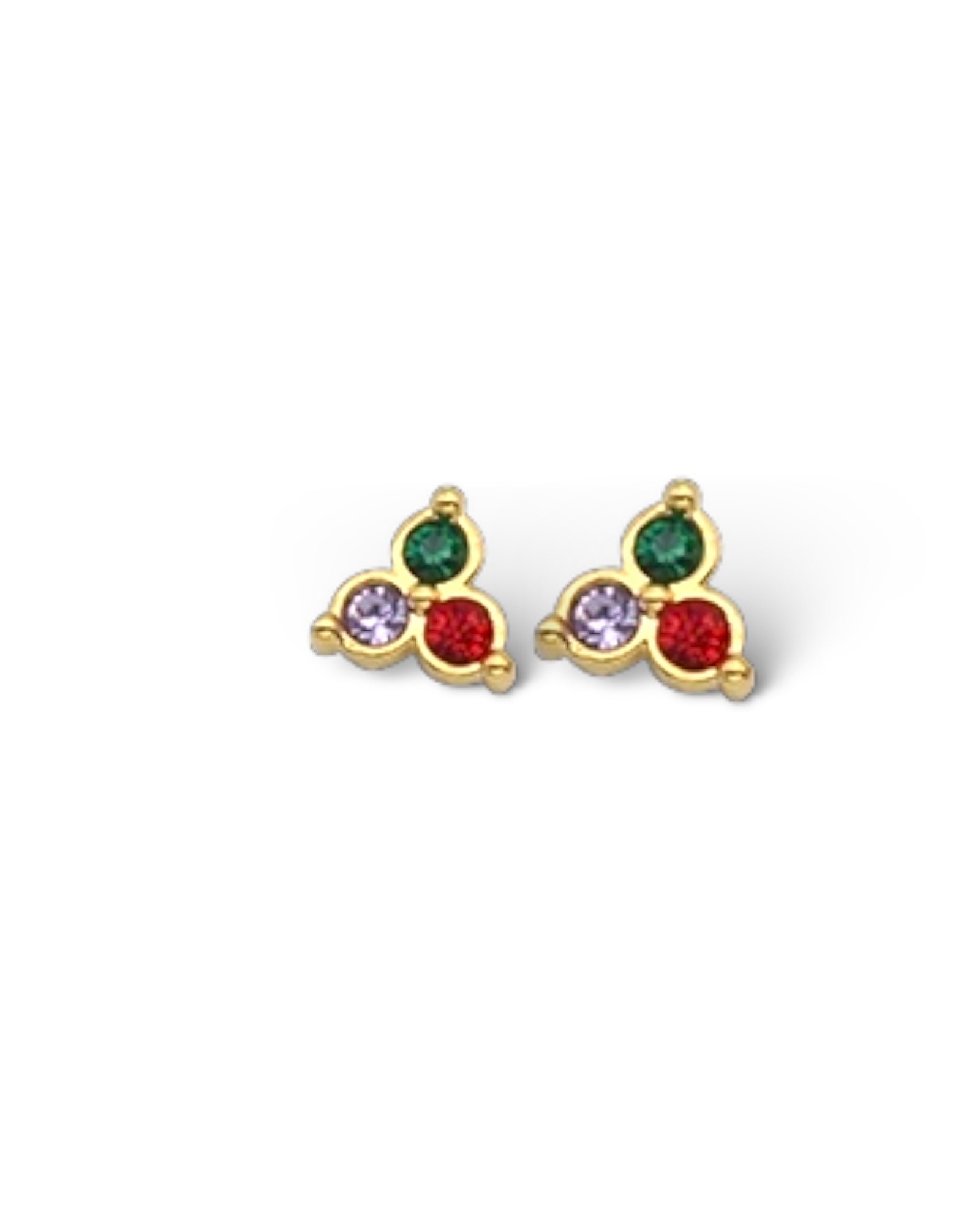 Three petal clove 18k gold plated waterproof earrings