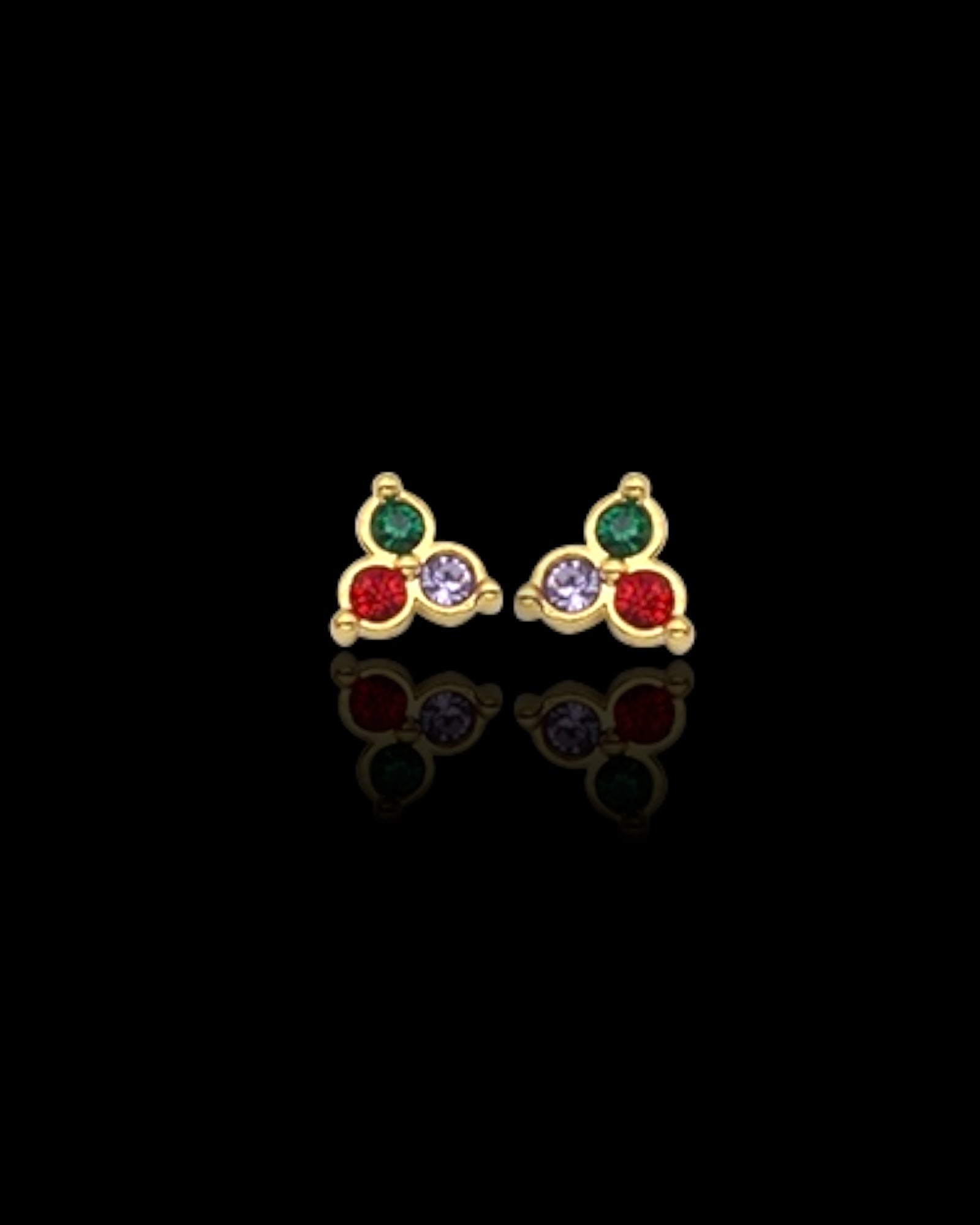 Three petal clove 18k gold plated waterproof earrings