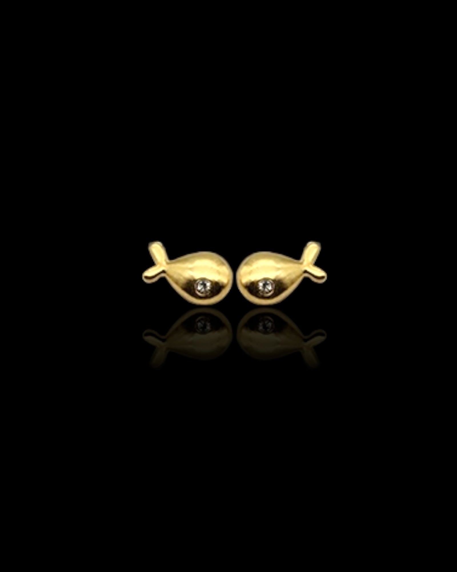 Mini fish 18k gold plated waterproof earrings