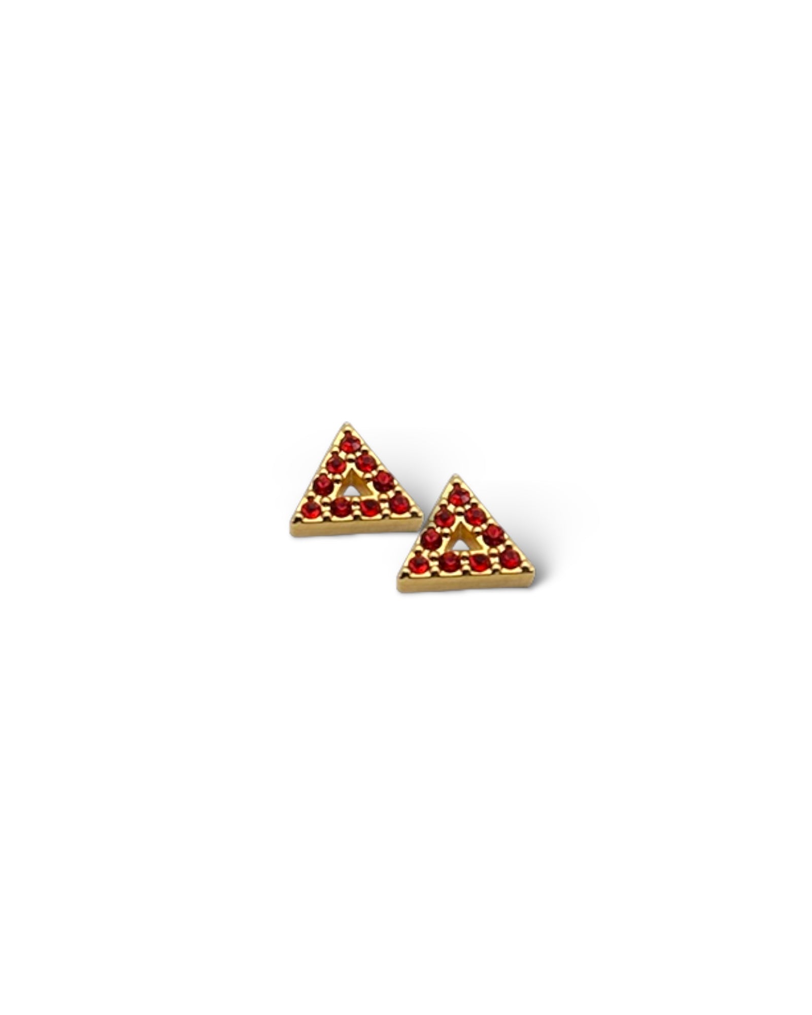 Red zircon triangle 18k gold plated waterproof earrings