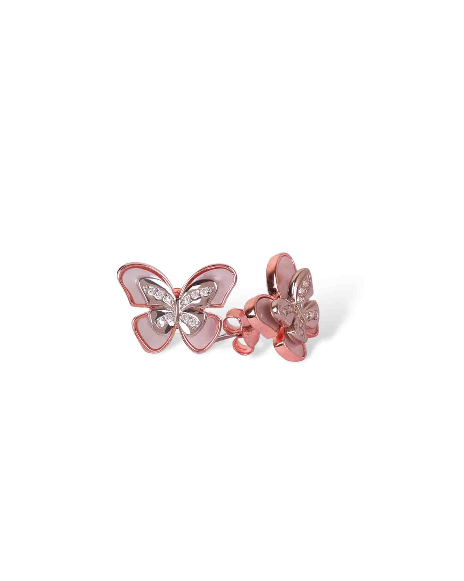 2 in 1 Butterflies sterling silver studs in gold & rhodium plating