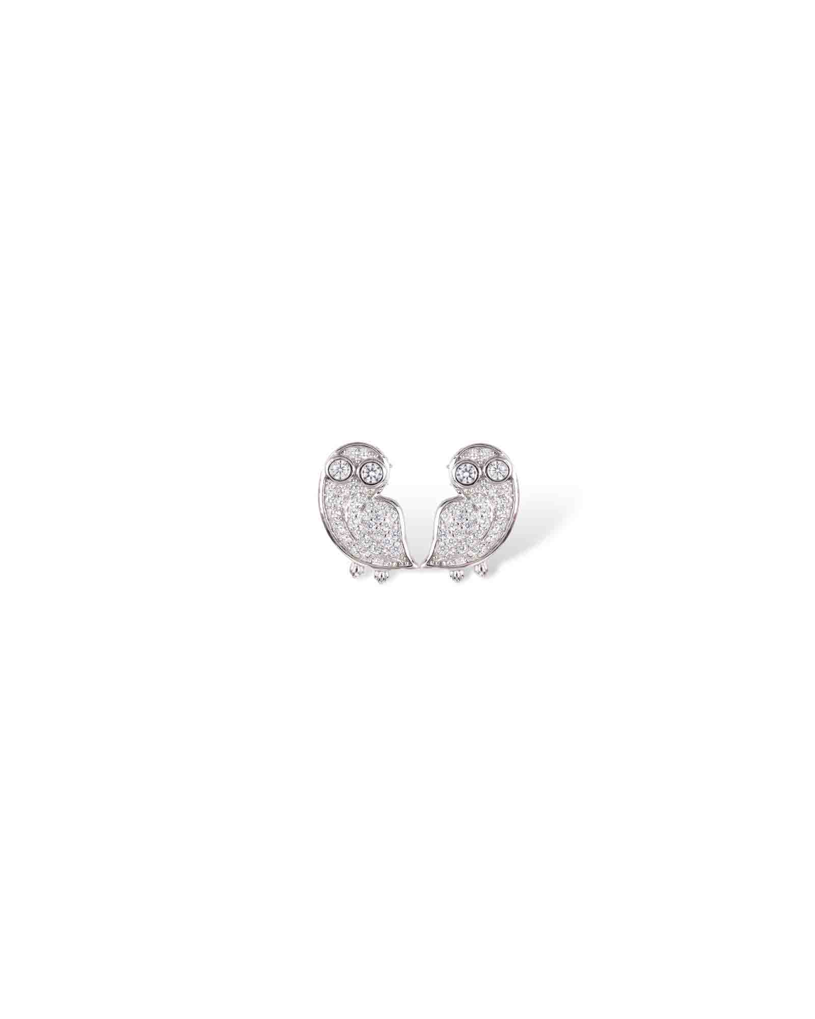 Owlie sterling silver studs in rhodium plating