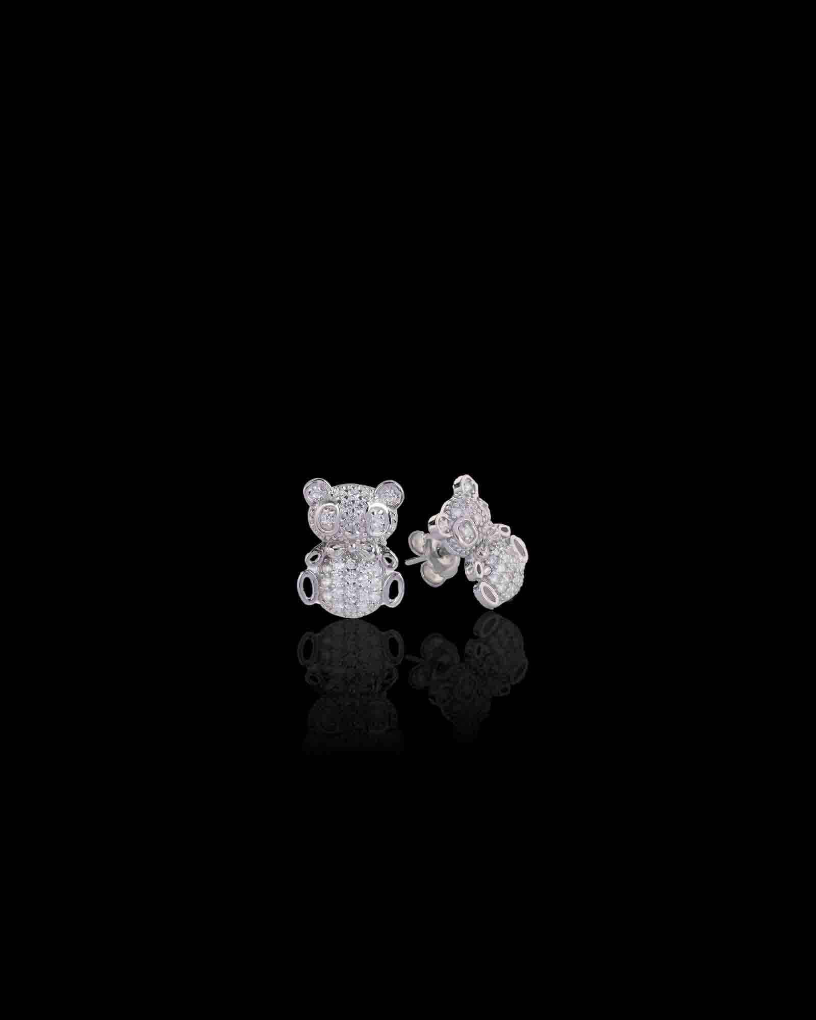 Teddy sterling silver studs in rhodium plating