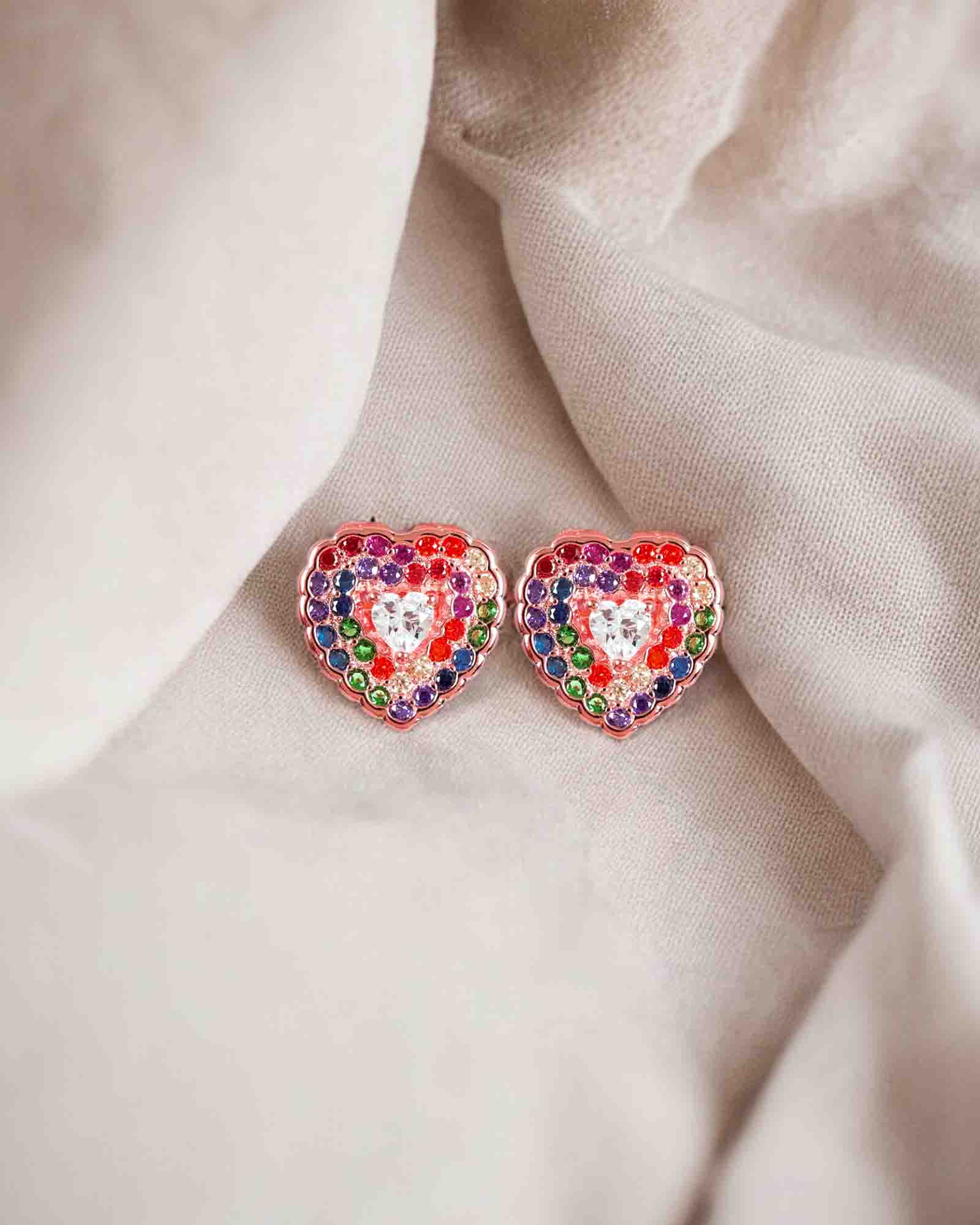 Colourful Heart earrings & pendant set