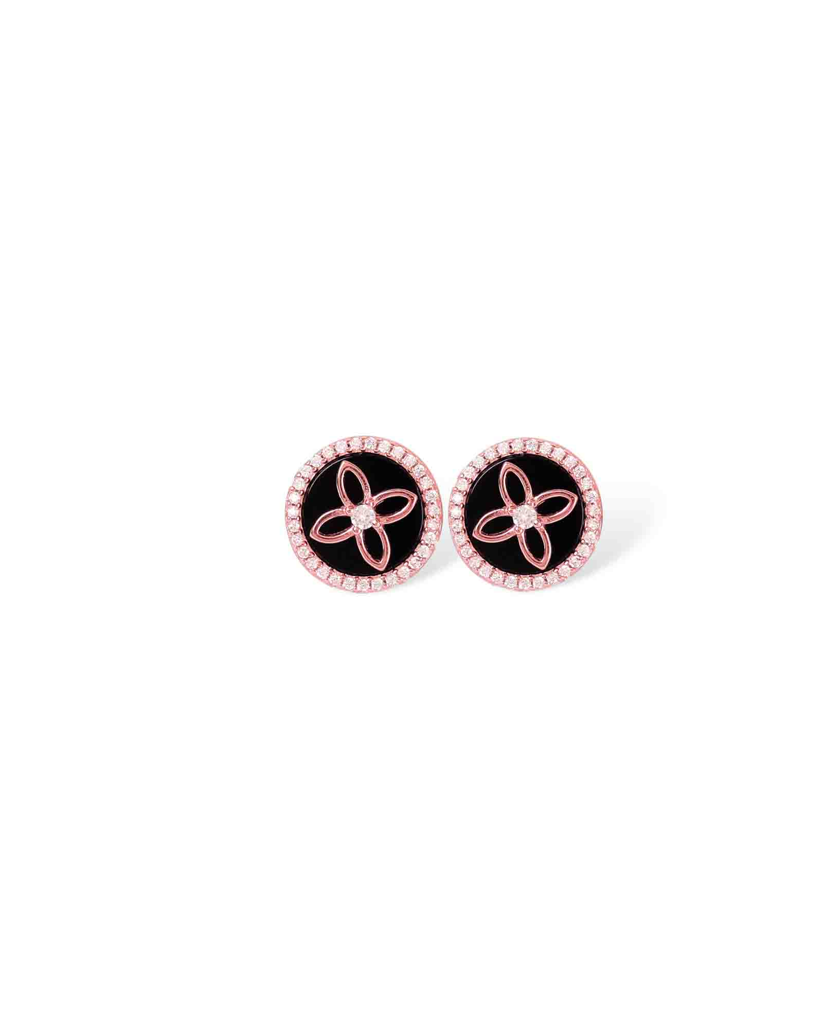 Flower in circle sterling silver studs with gold plating