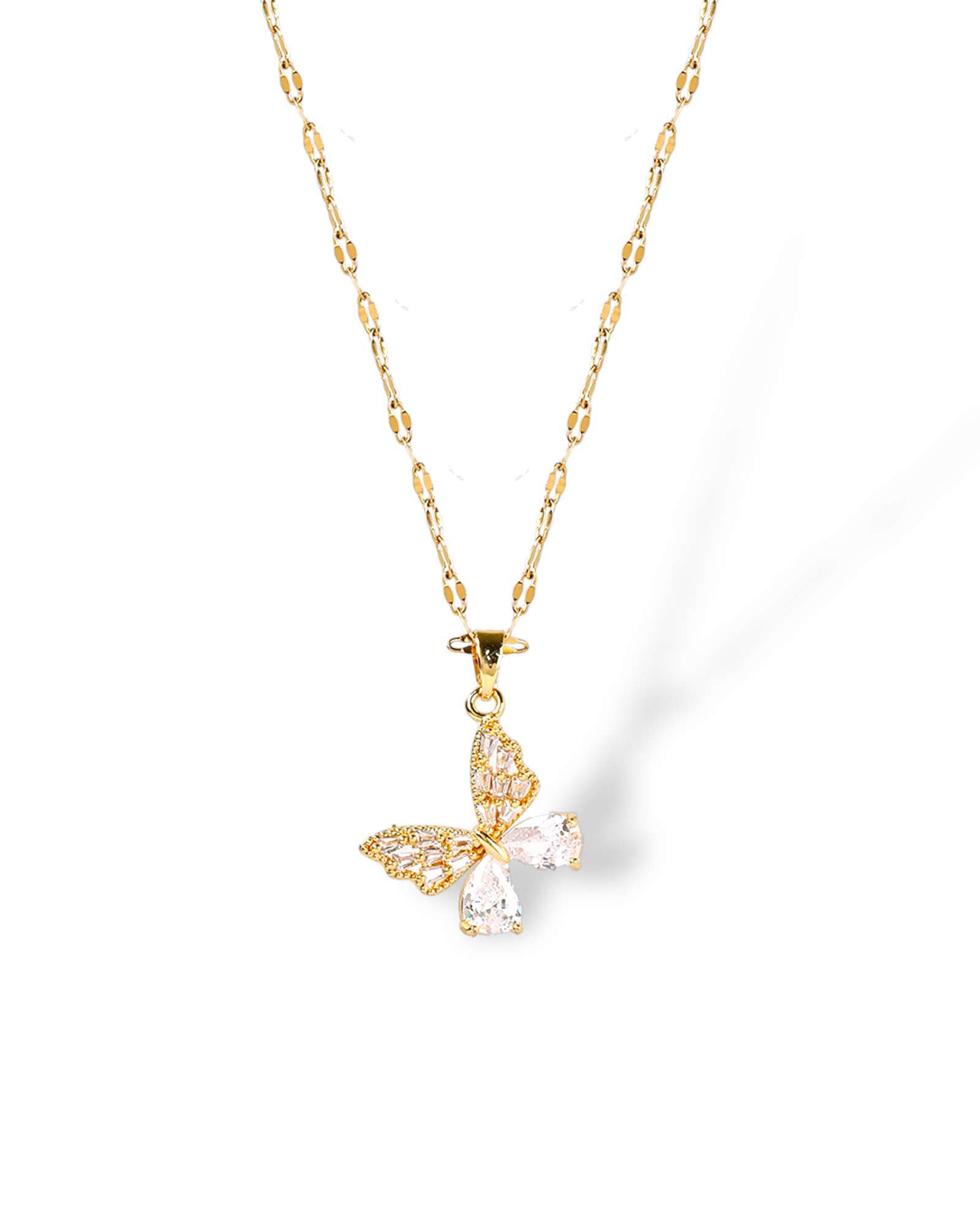 Gold Classic Butterfly pendant necklace, made with waterproof stainless steel