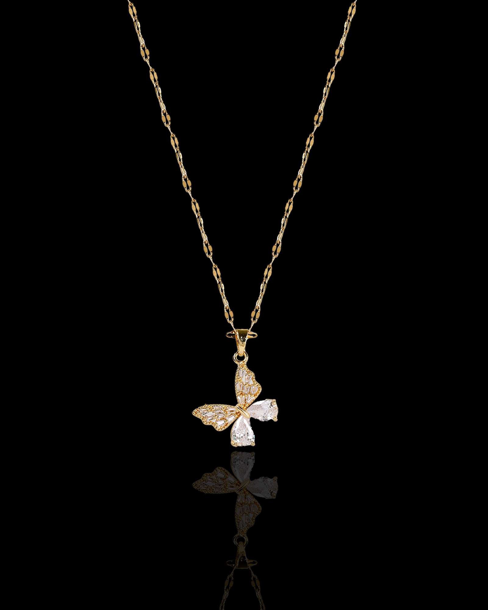 Gold Classic Butterfly pendant necklace, made with waterproof stainless steel