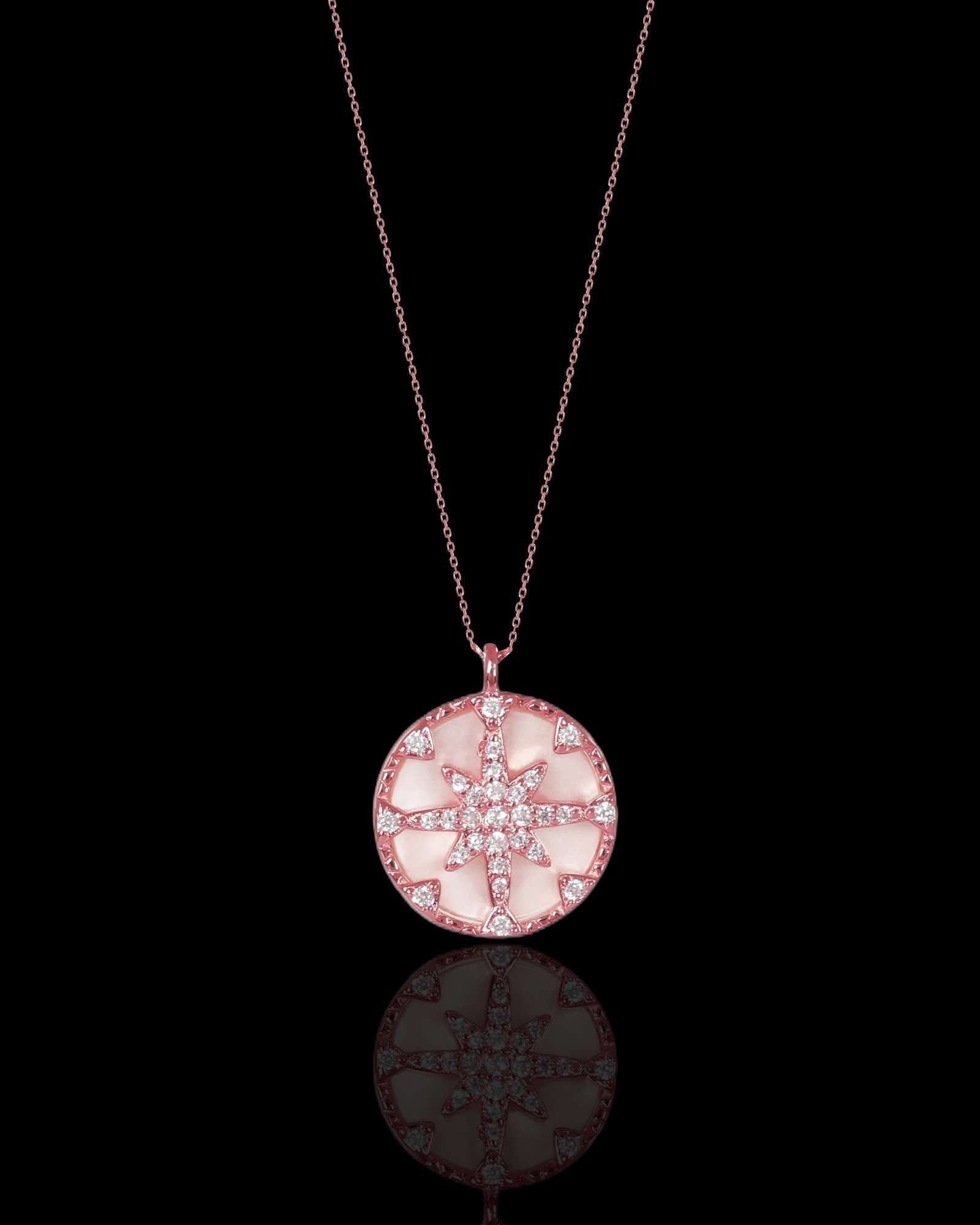 Starry Circle rose gold 925 silver pendant with chain