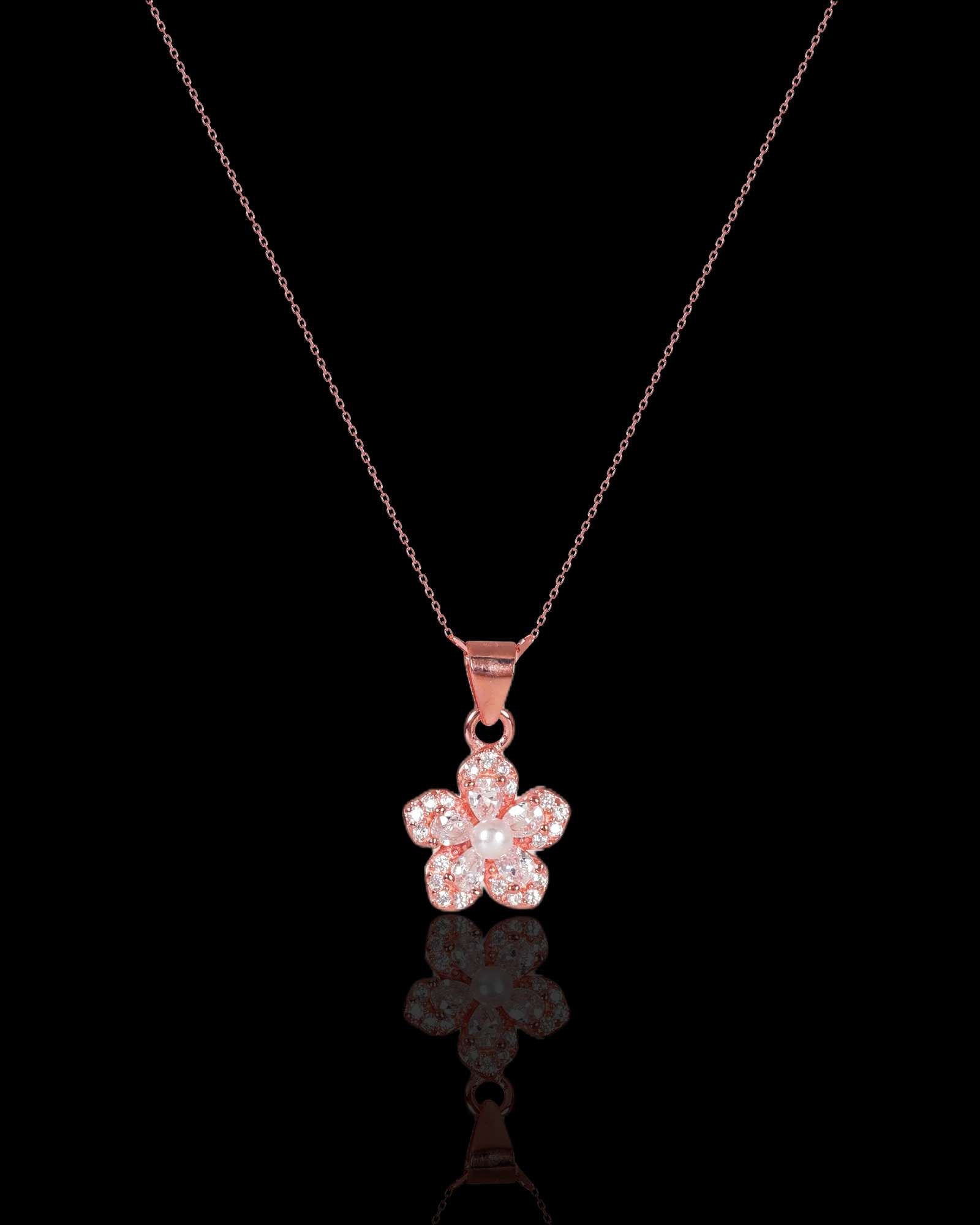 Rose Gold Clove 925 silver pendant with link chain