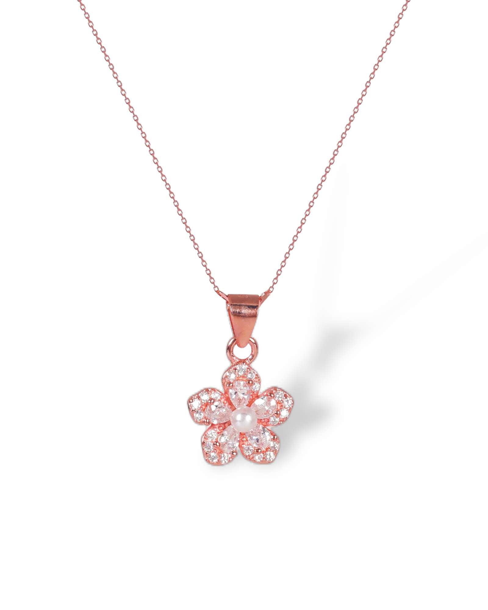 Rose Gold Clove 925 silver pendant with link chain