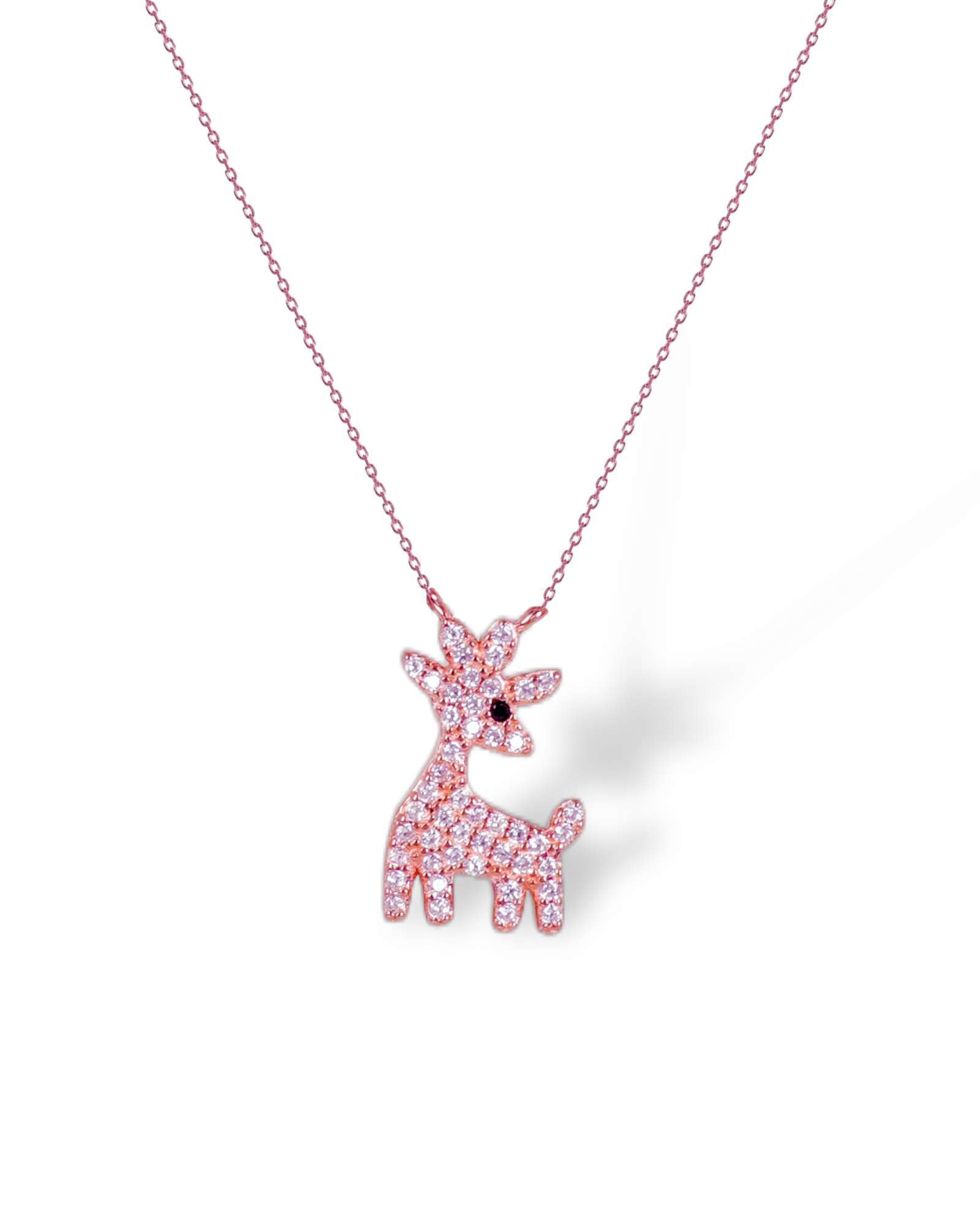 Dear deer 925 silver pendant with chain necklace in rose gold