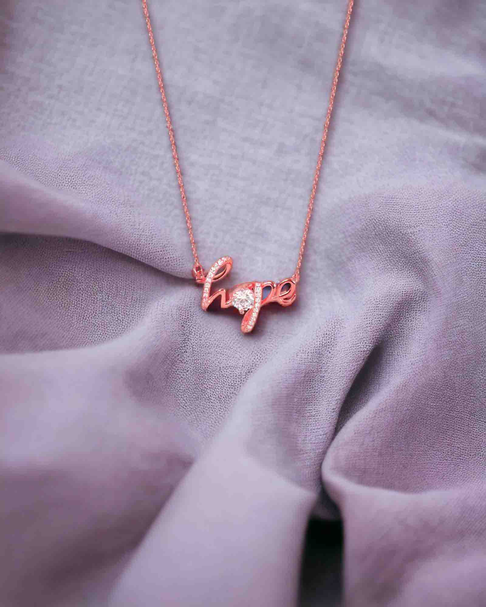 Hope 925 rose gold silver pendant with chain