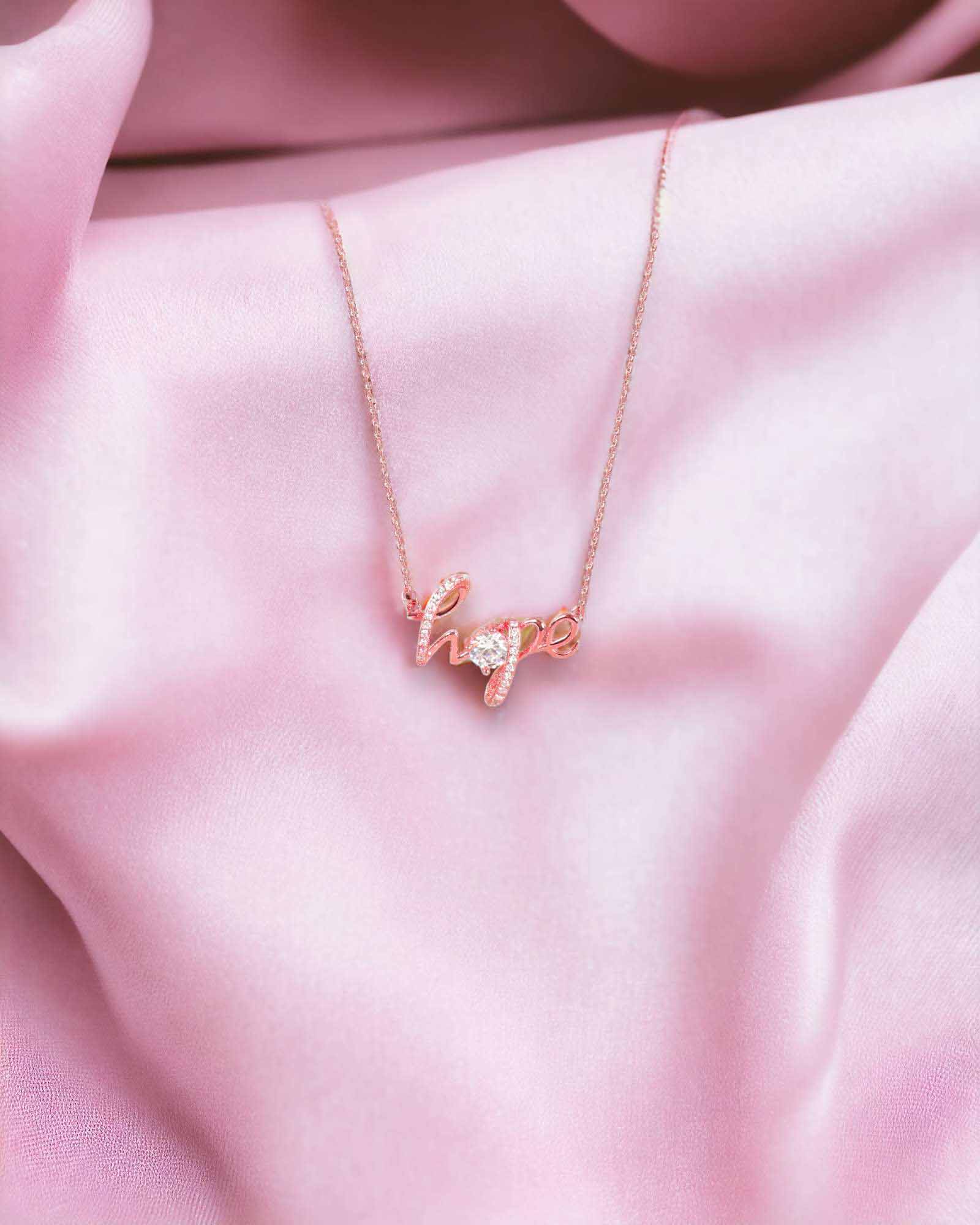 Hope 925 rose gold silver pendant with chain