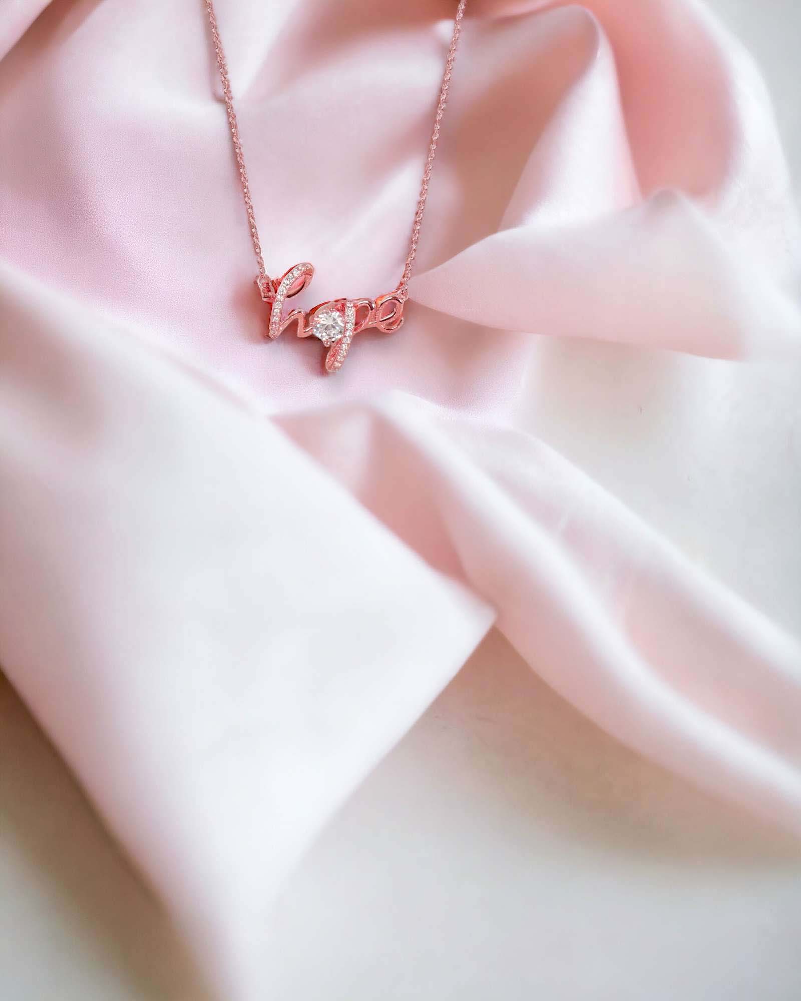 Hope 925 rose gold silver pendant with chain