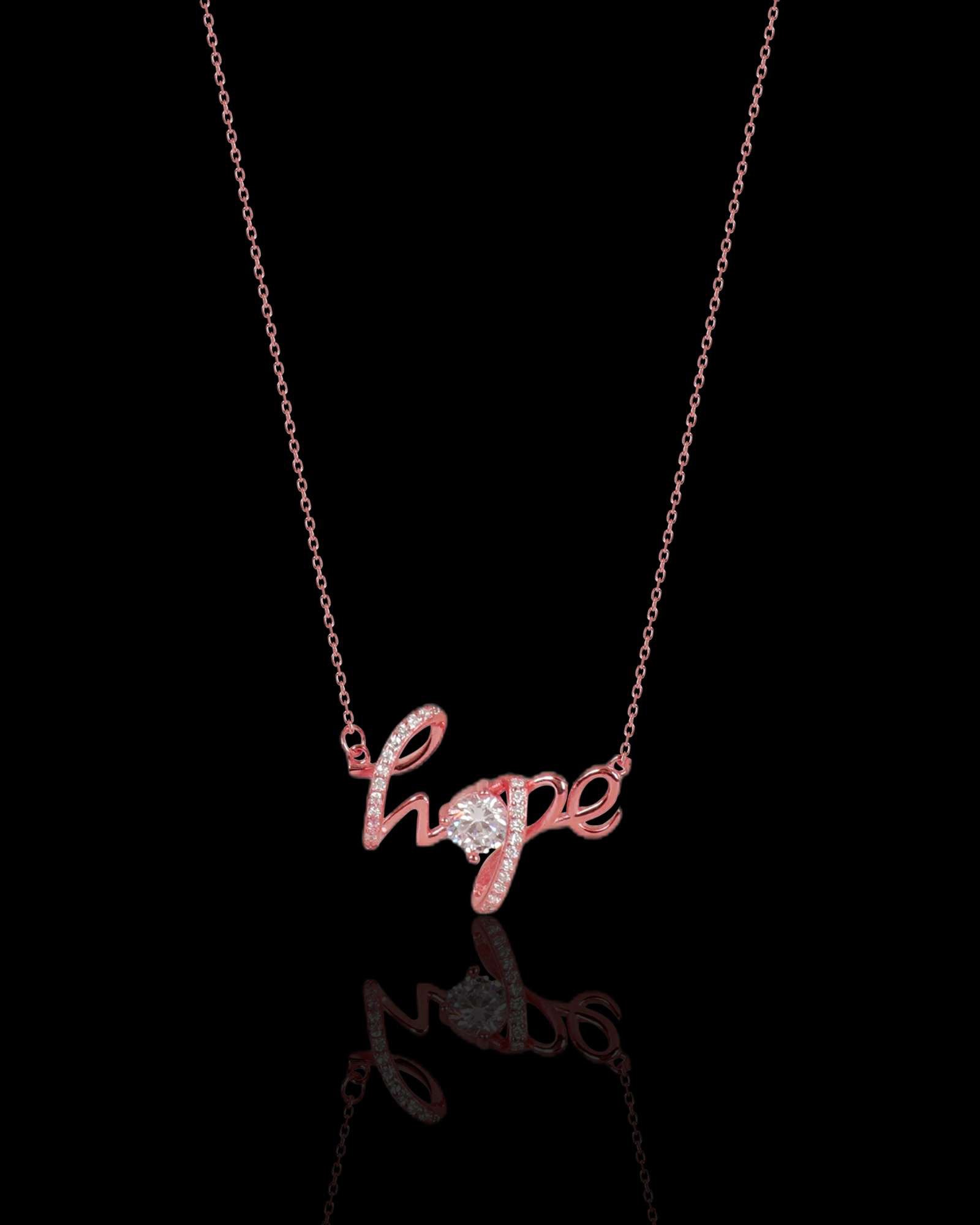 Hope 925 rose gold silver pendant with chain