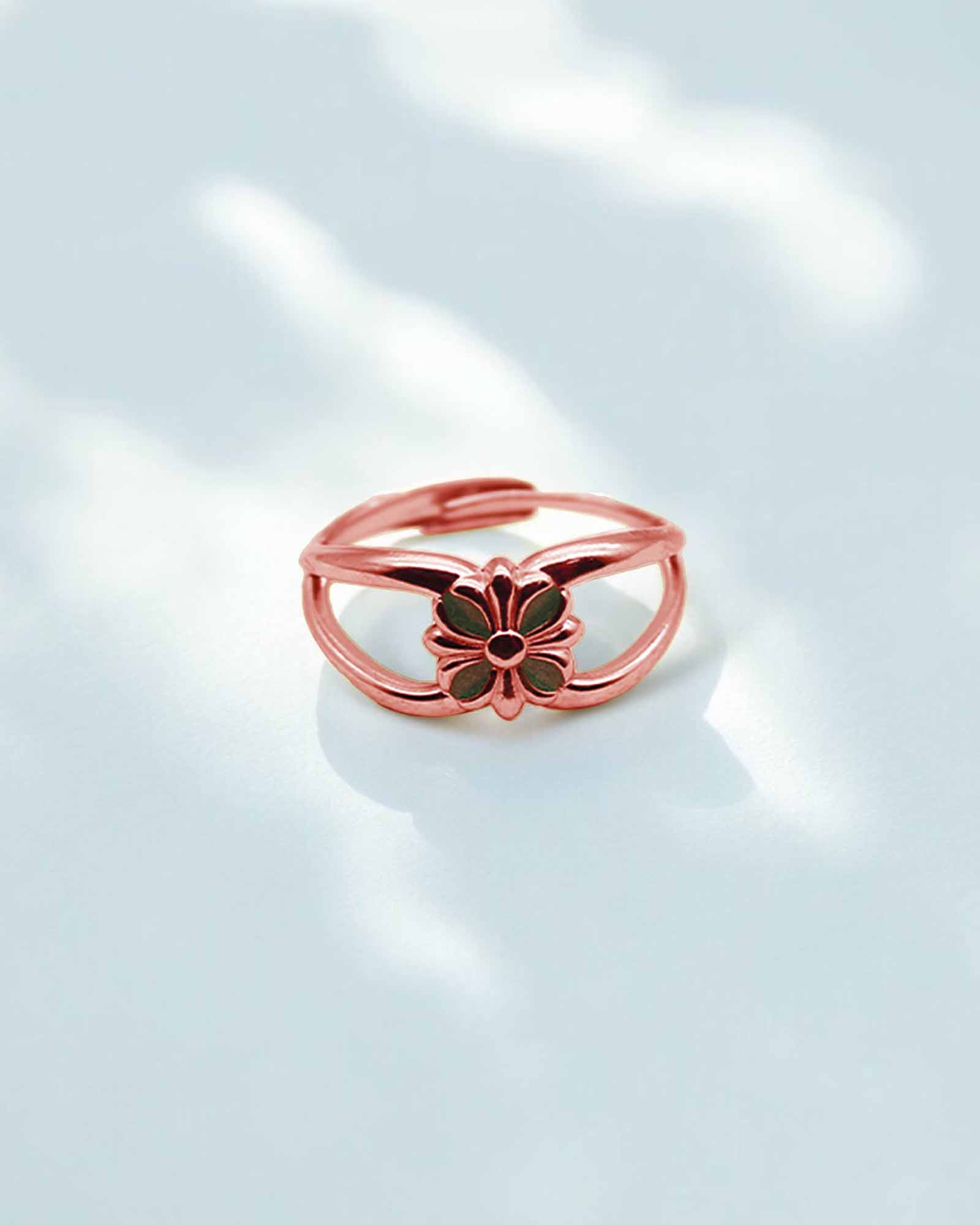 Blue Flower 18K Rose Gold Plated ring