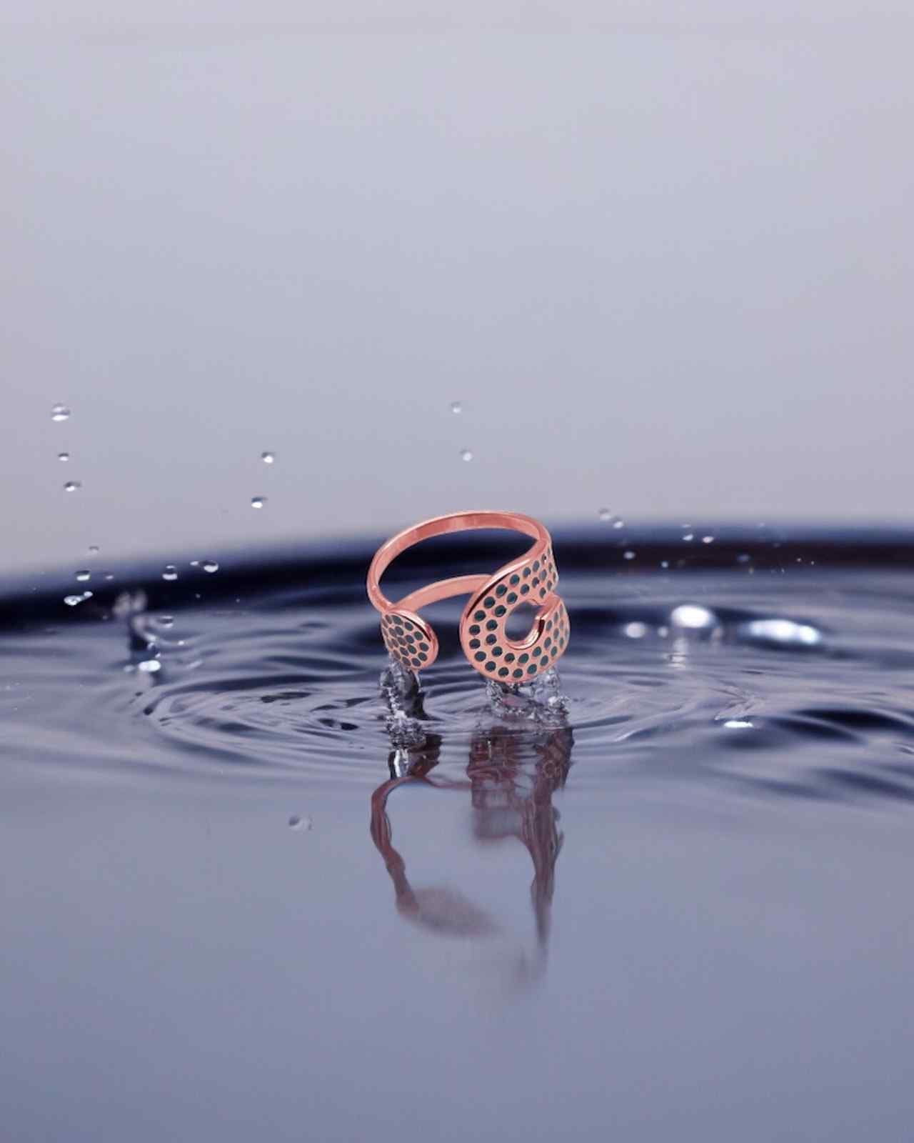 Rose Gold Blue Hammered Ring