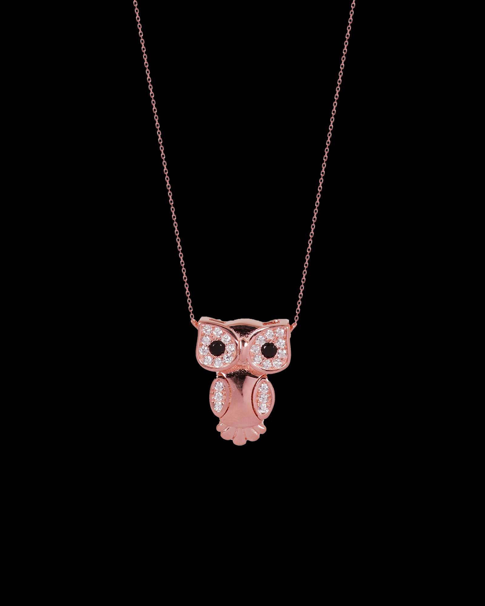 Owlie 925 rose gold silver pendant with chain necklace