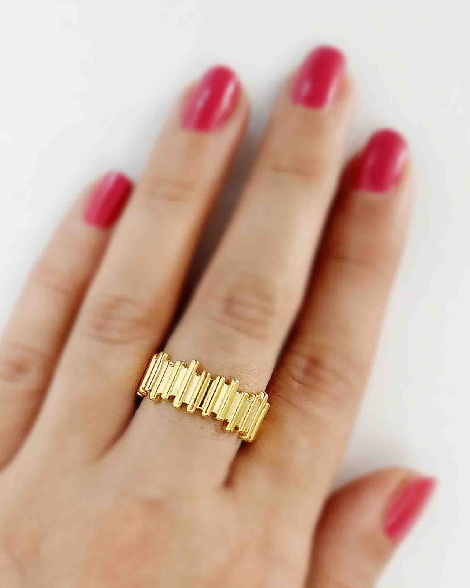 Straight Lines 18K Gold Plated ring