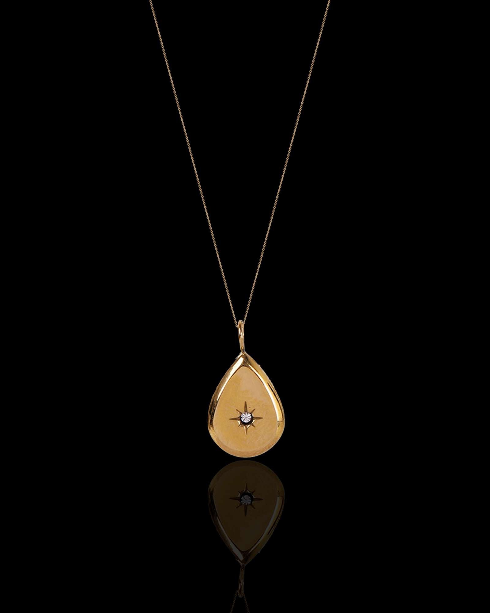 Gold Tear pendant necklace, made with waterproof stainless steel