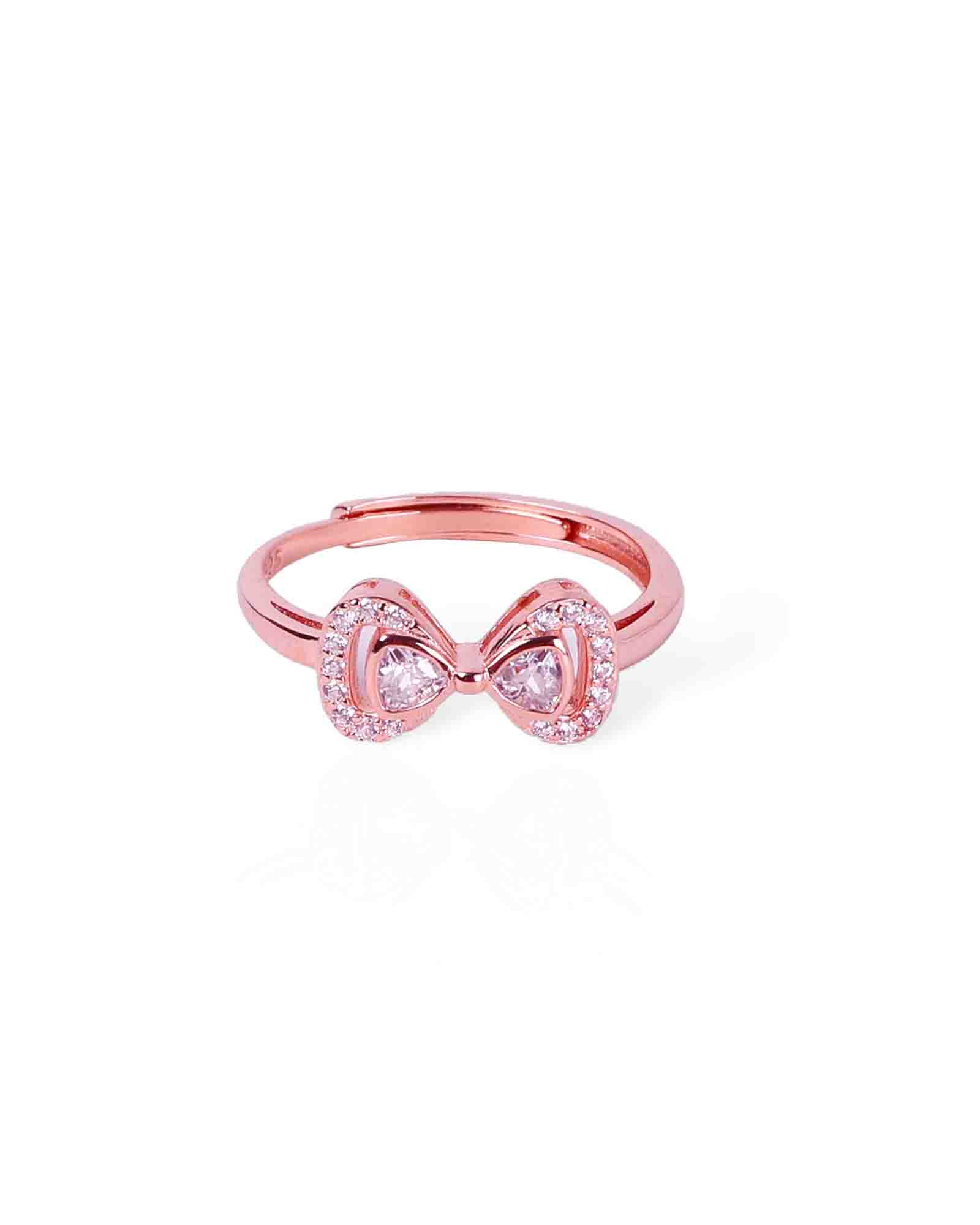 Bow Tie sterling silver ring with rose gold plating