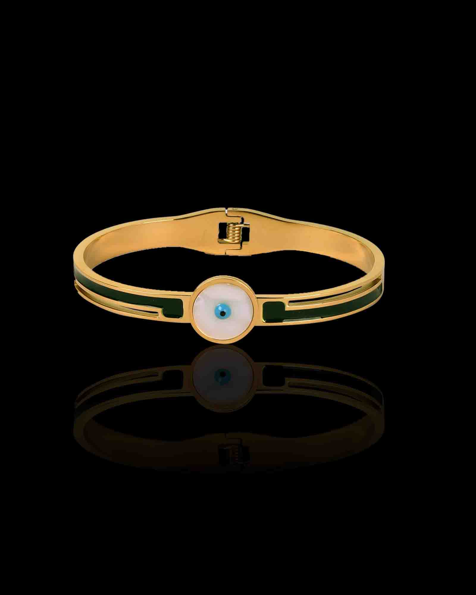 Evil eye gold plated bangle bracelet