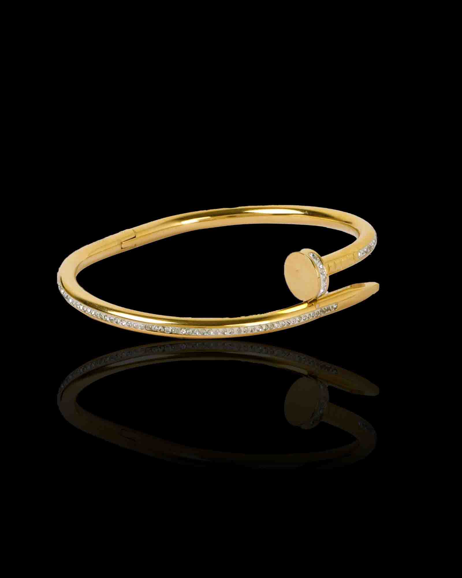 Nail gold plated bangle bracelet