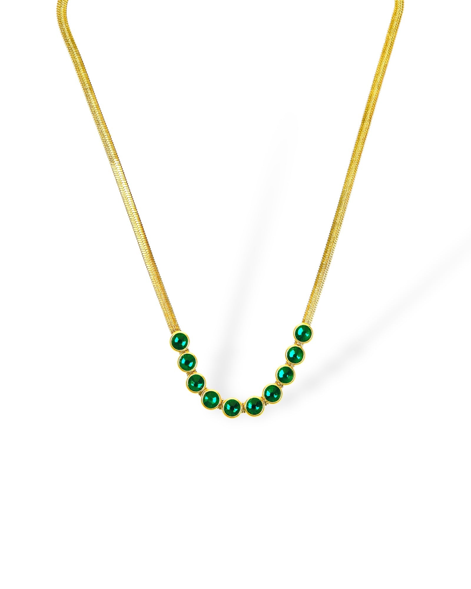 18k gold plated Royal Green necklace made of waterproof stainless steel