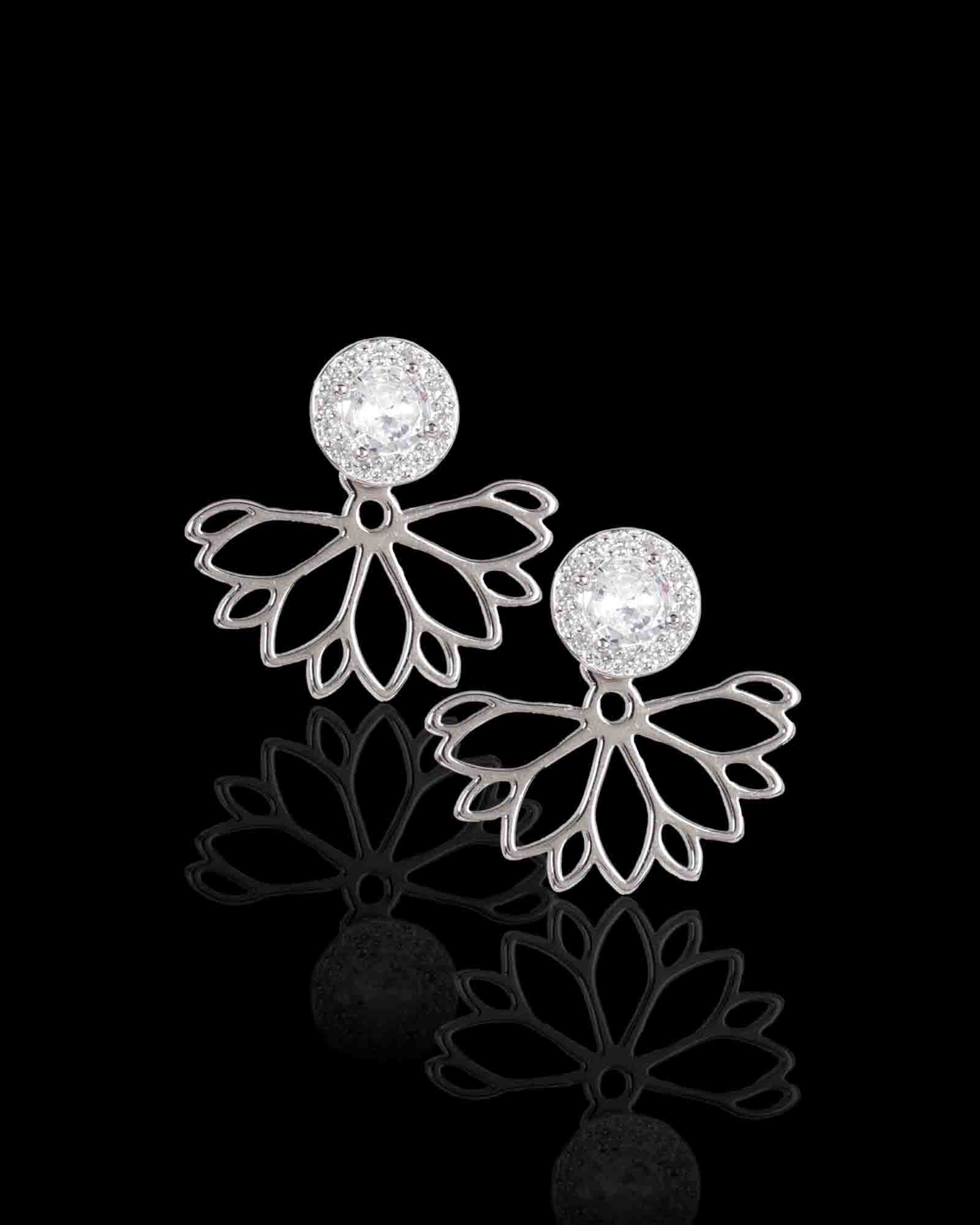 2 in 1 flower sterling silver earring set