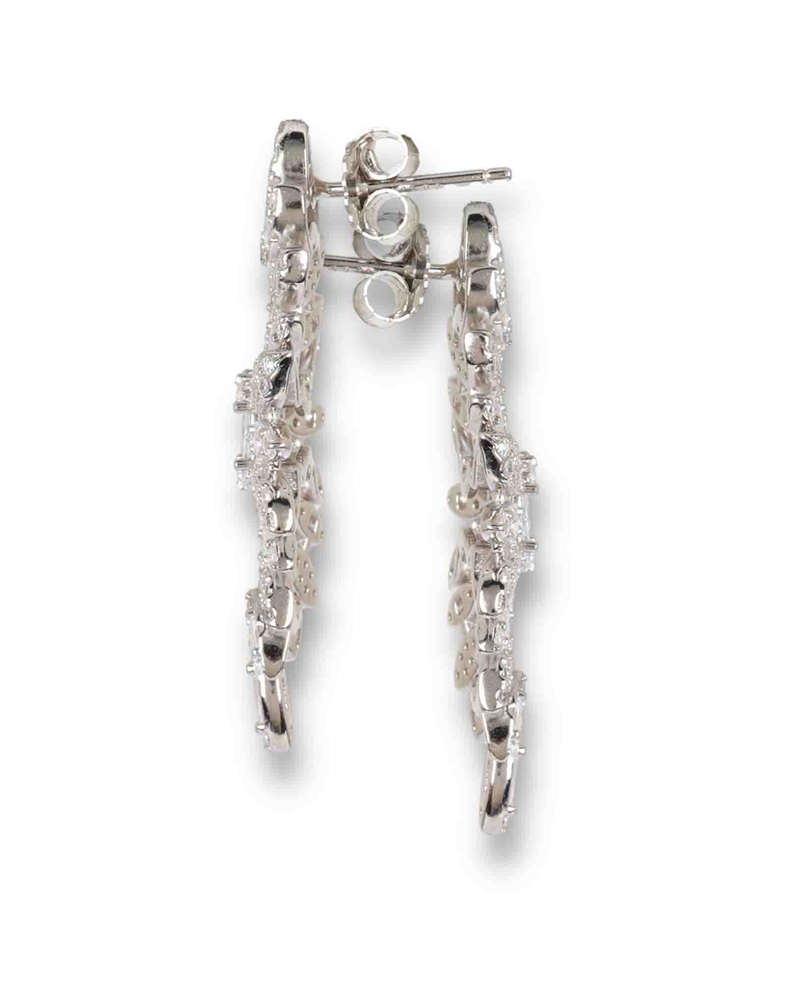 Mugal inspired Leafy sterling silver danglers with rhodium plating