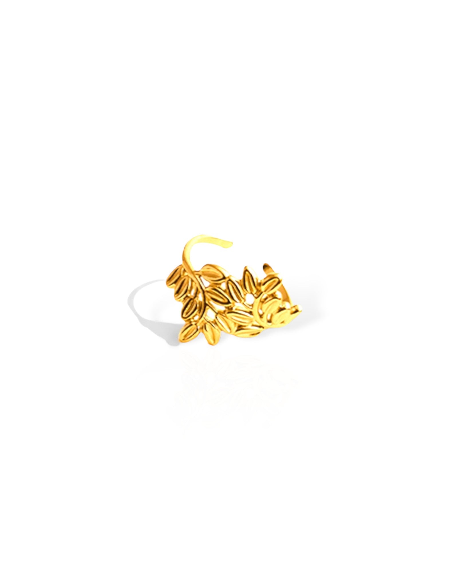 18K gold Plated twisted Leaf story ring