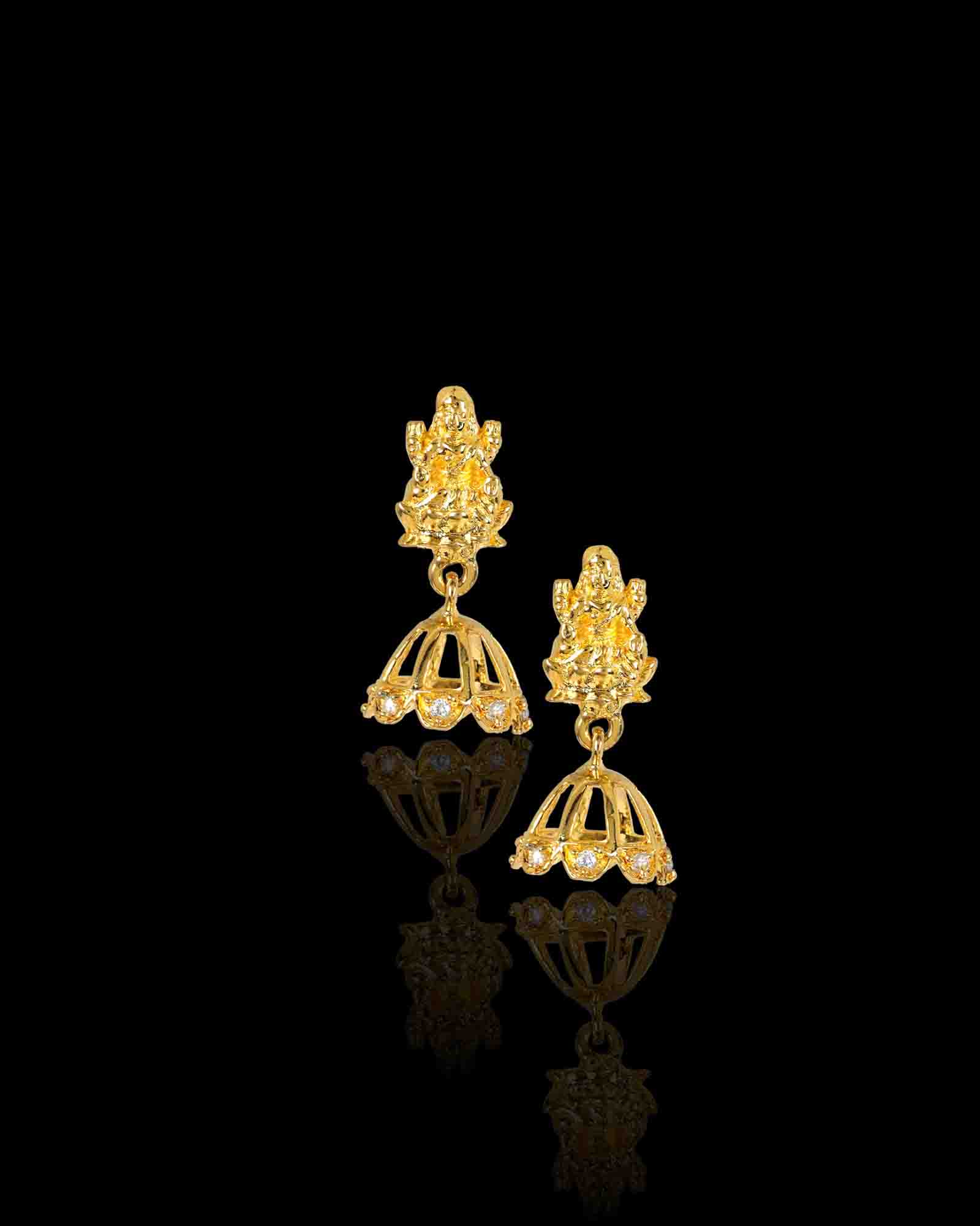 Golden jhumkas gold plated sterling silver earring set