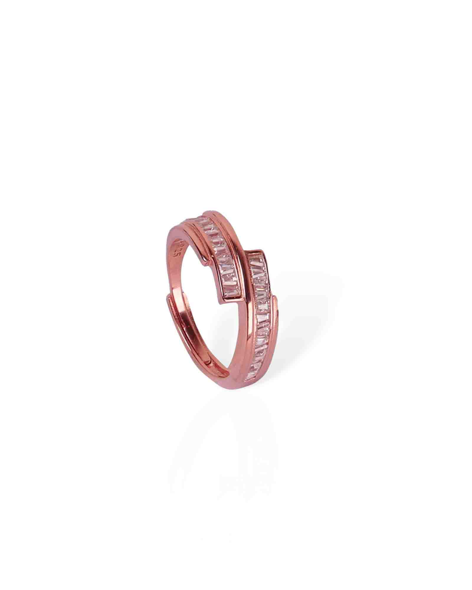 Dual Circle sterling silver ring with rose gold plating