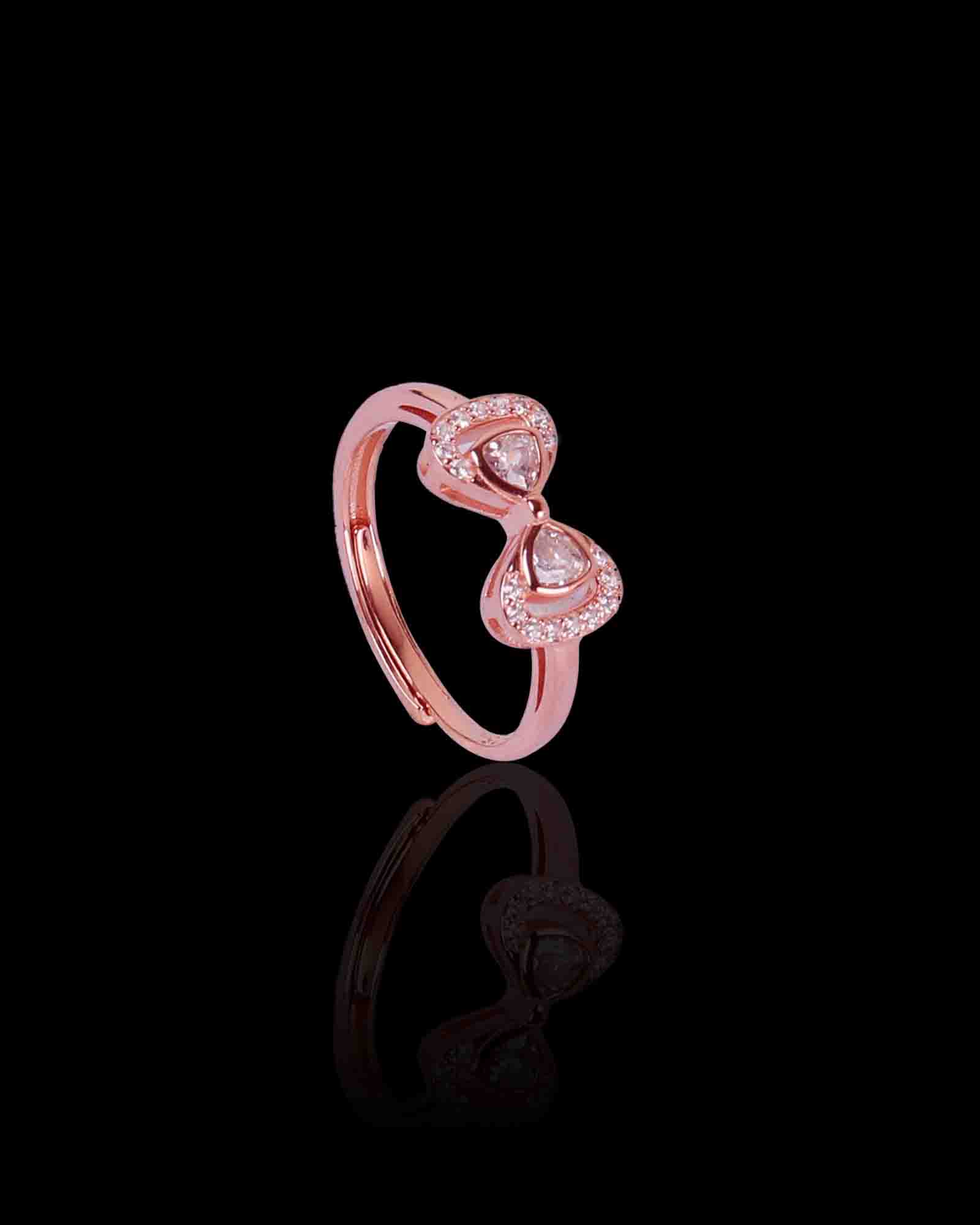 Bow Tie sterling silver ring with rose gold plating