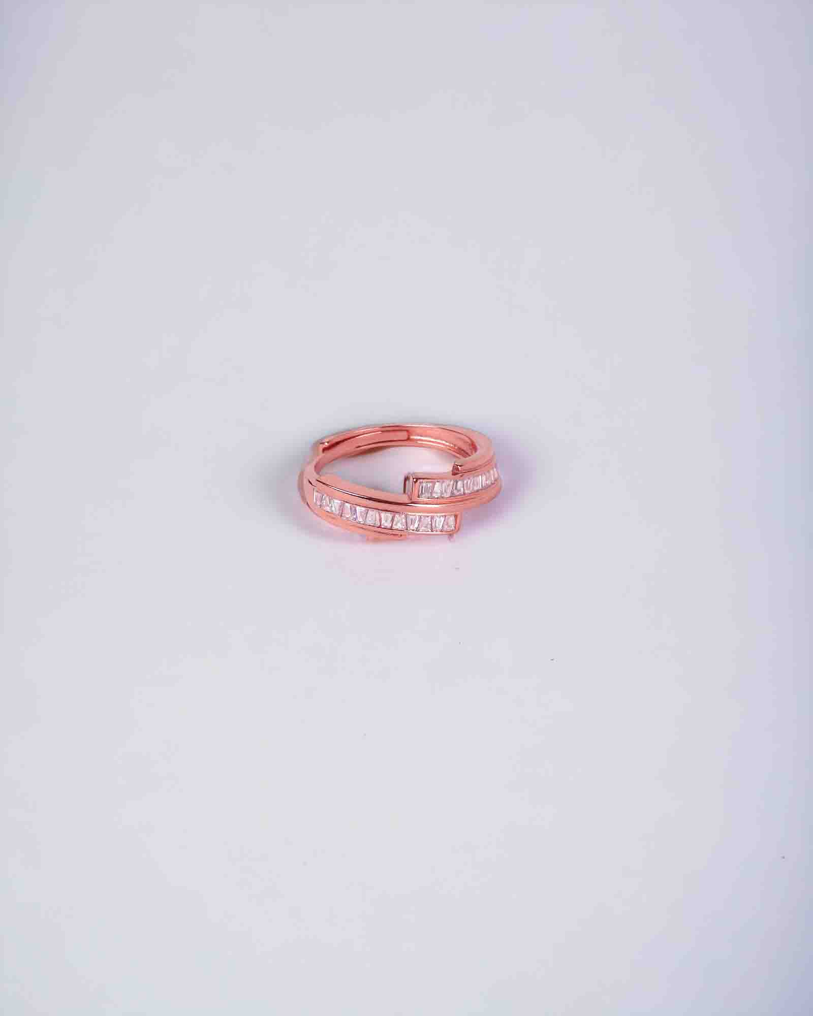 Dual Circle sterling silver ring with rose gold plating