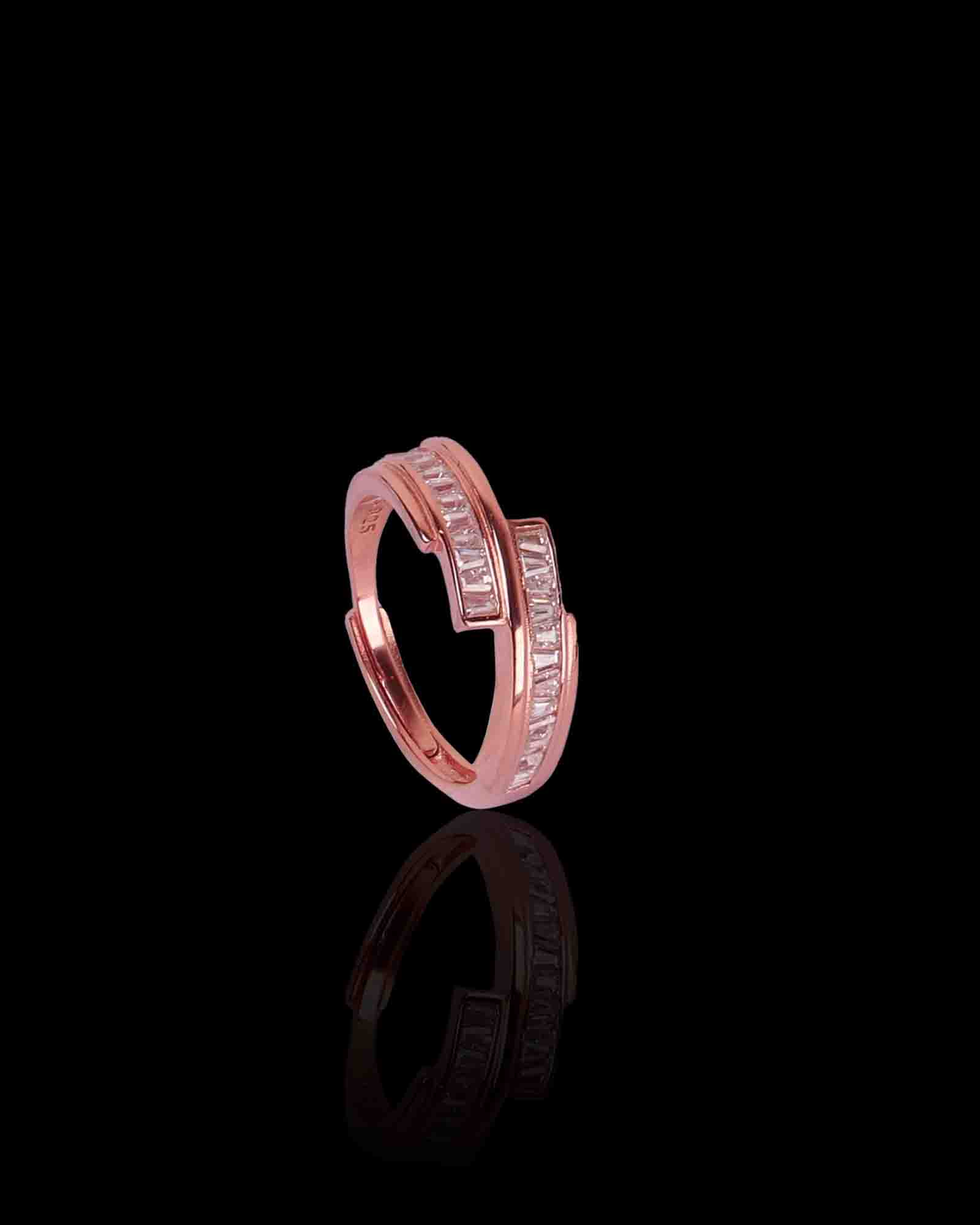 Dual Circle sterling silver ring with rose gold plating