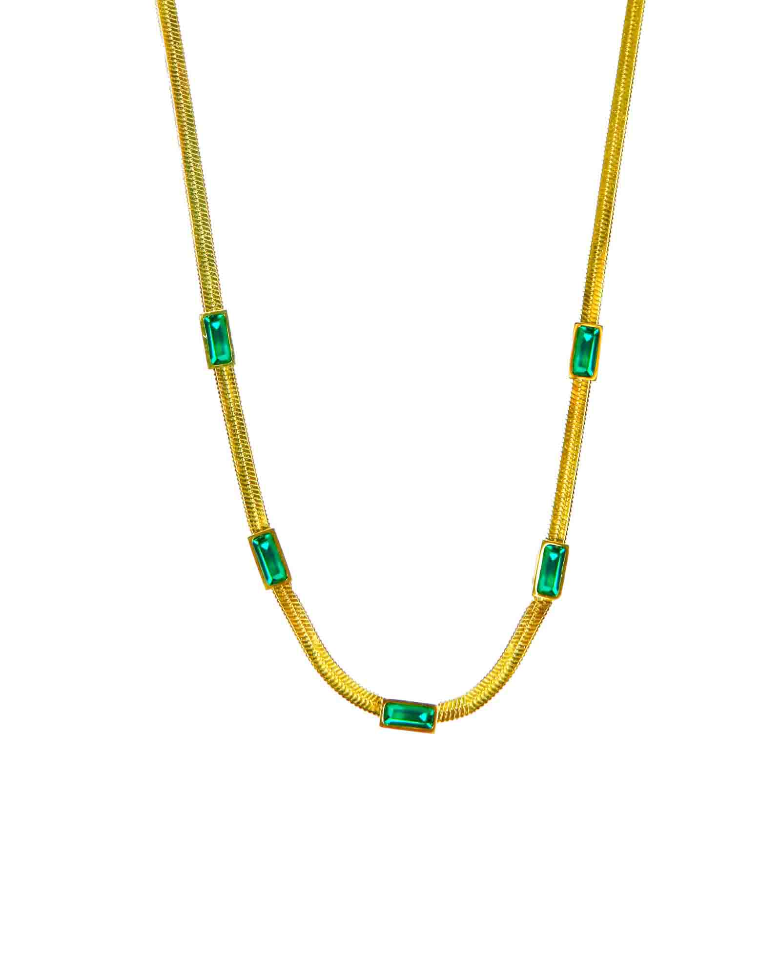 18k gold plated green garnet chain with earrings set