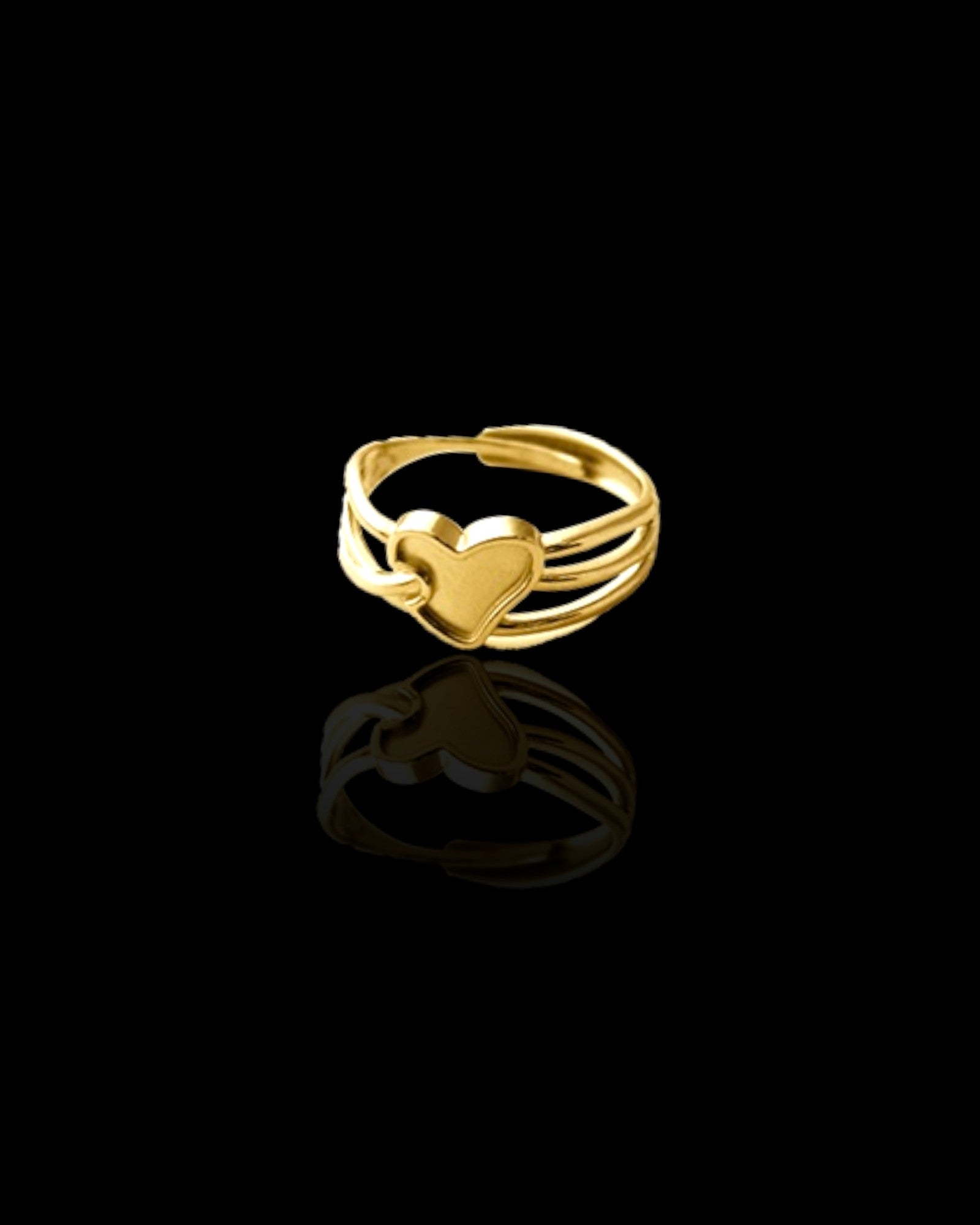 Heart & Lines 18K Gold Plated ring