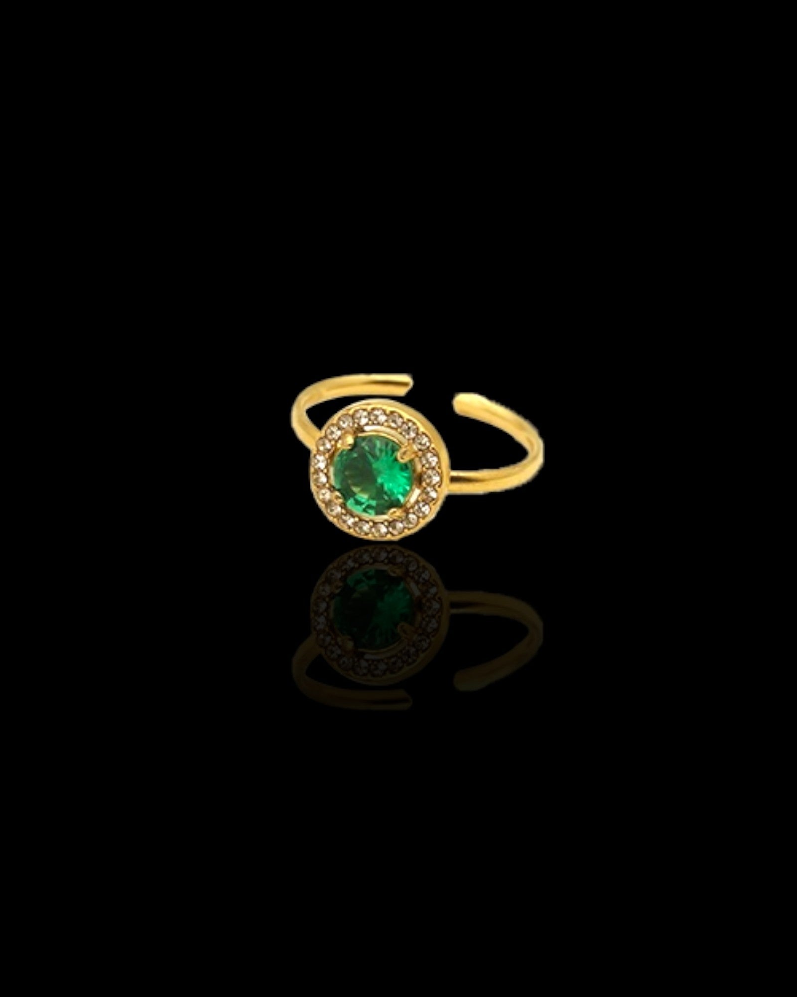 Royal Green & Round 18K Gold Plated ring