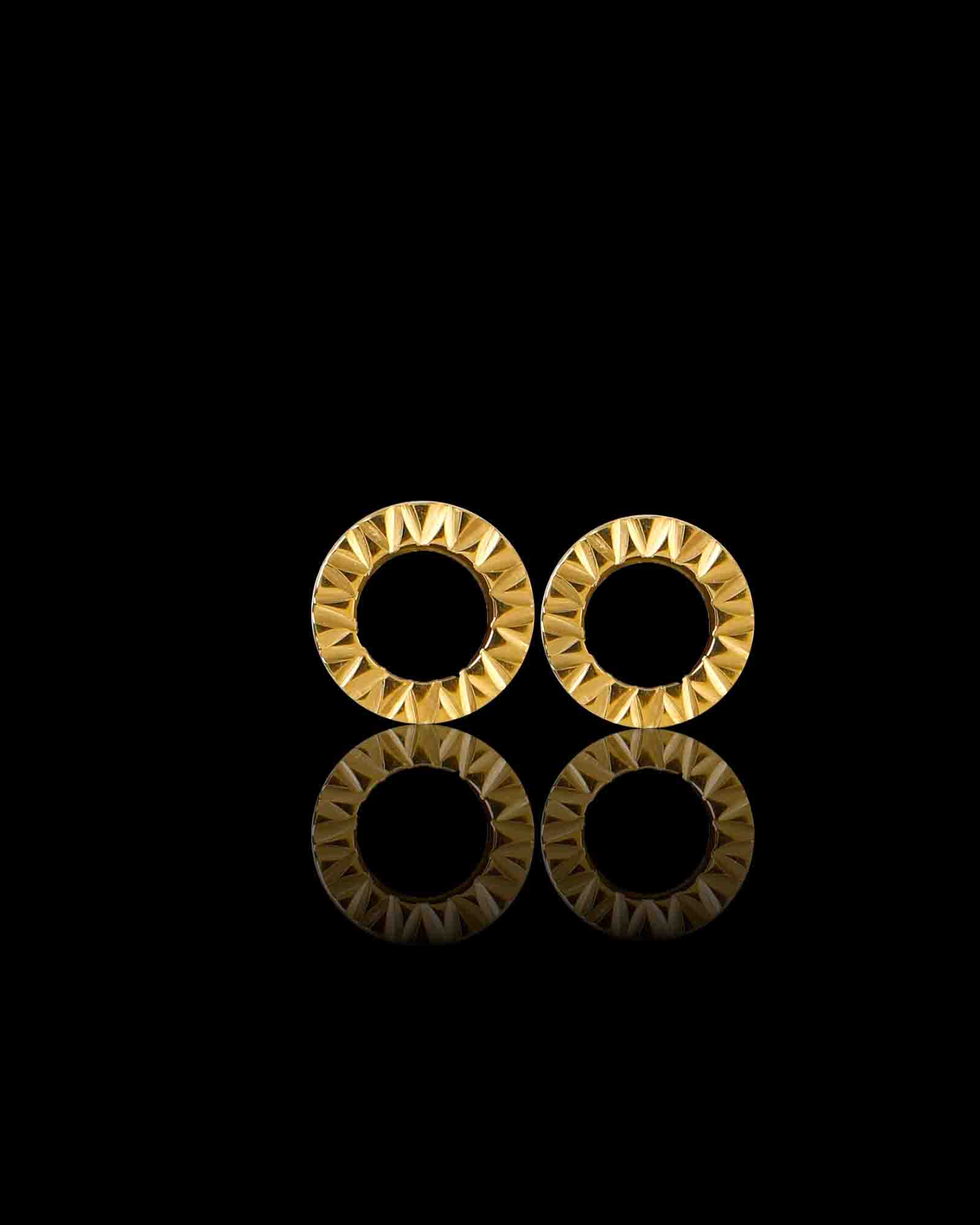 Sun in circle 18K gold plated waterproof stainless steel studs