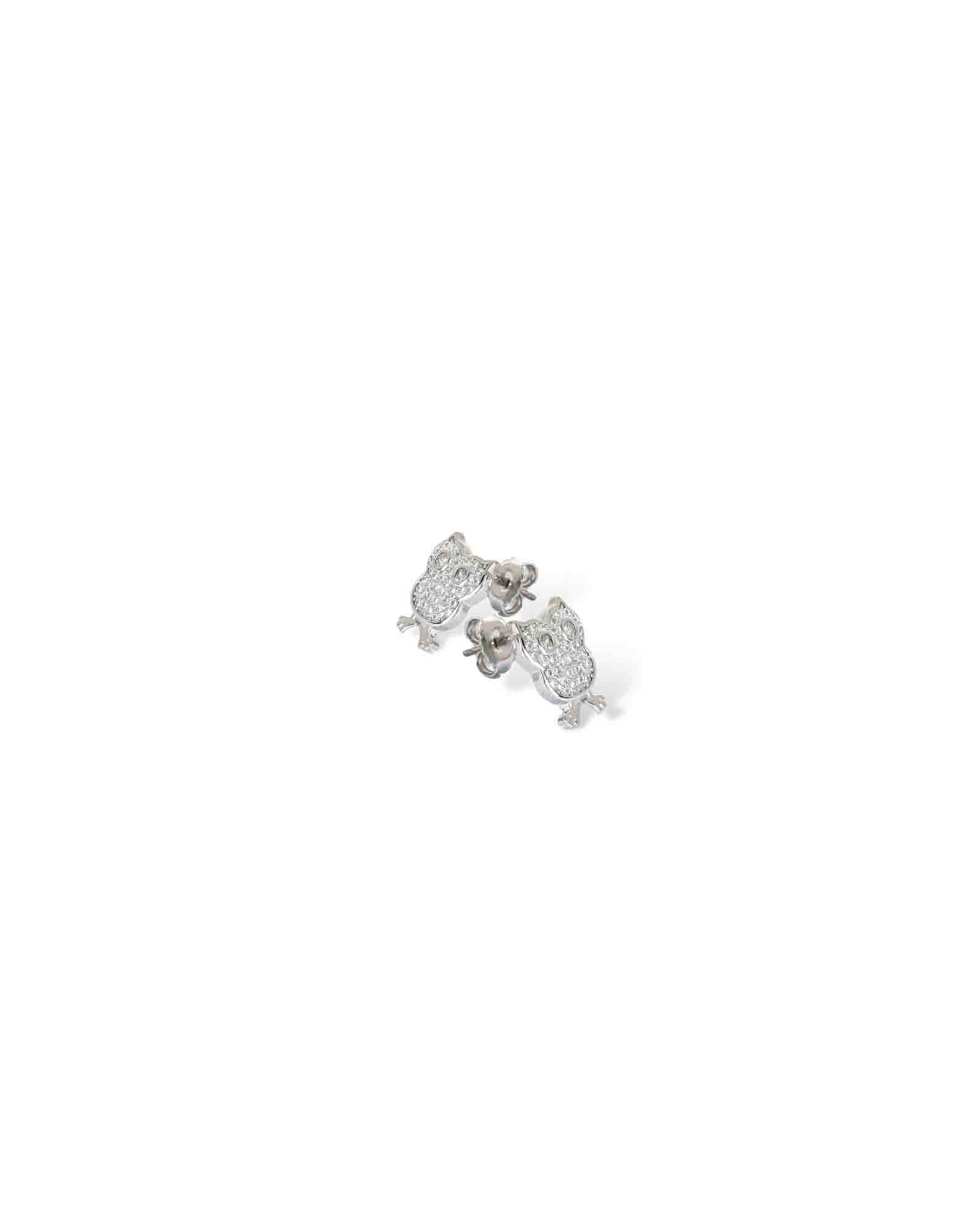 Owl sterling silver studs in rhodium plating