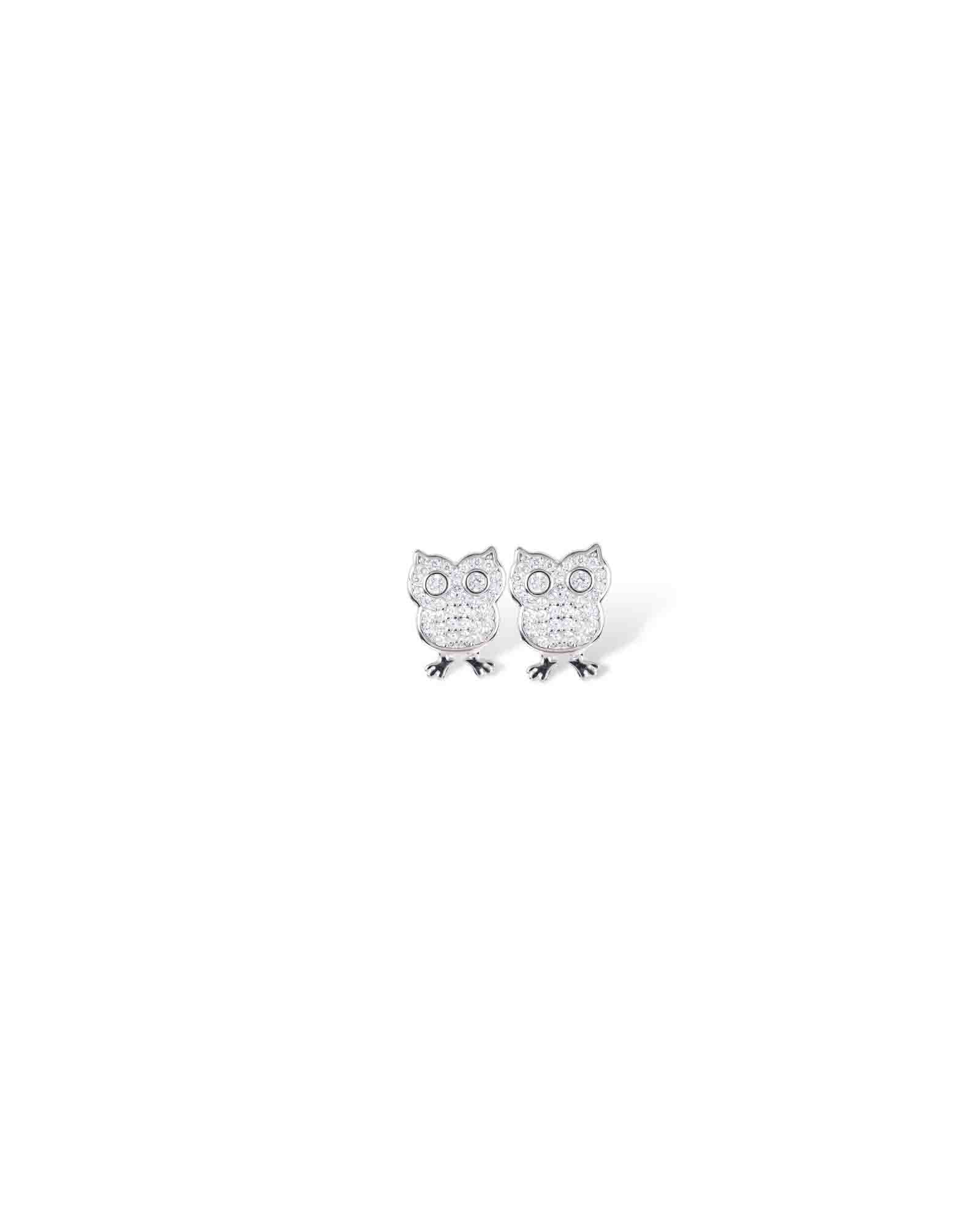 Owl sterling silver studs in rhodium plating