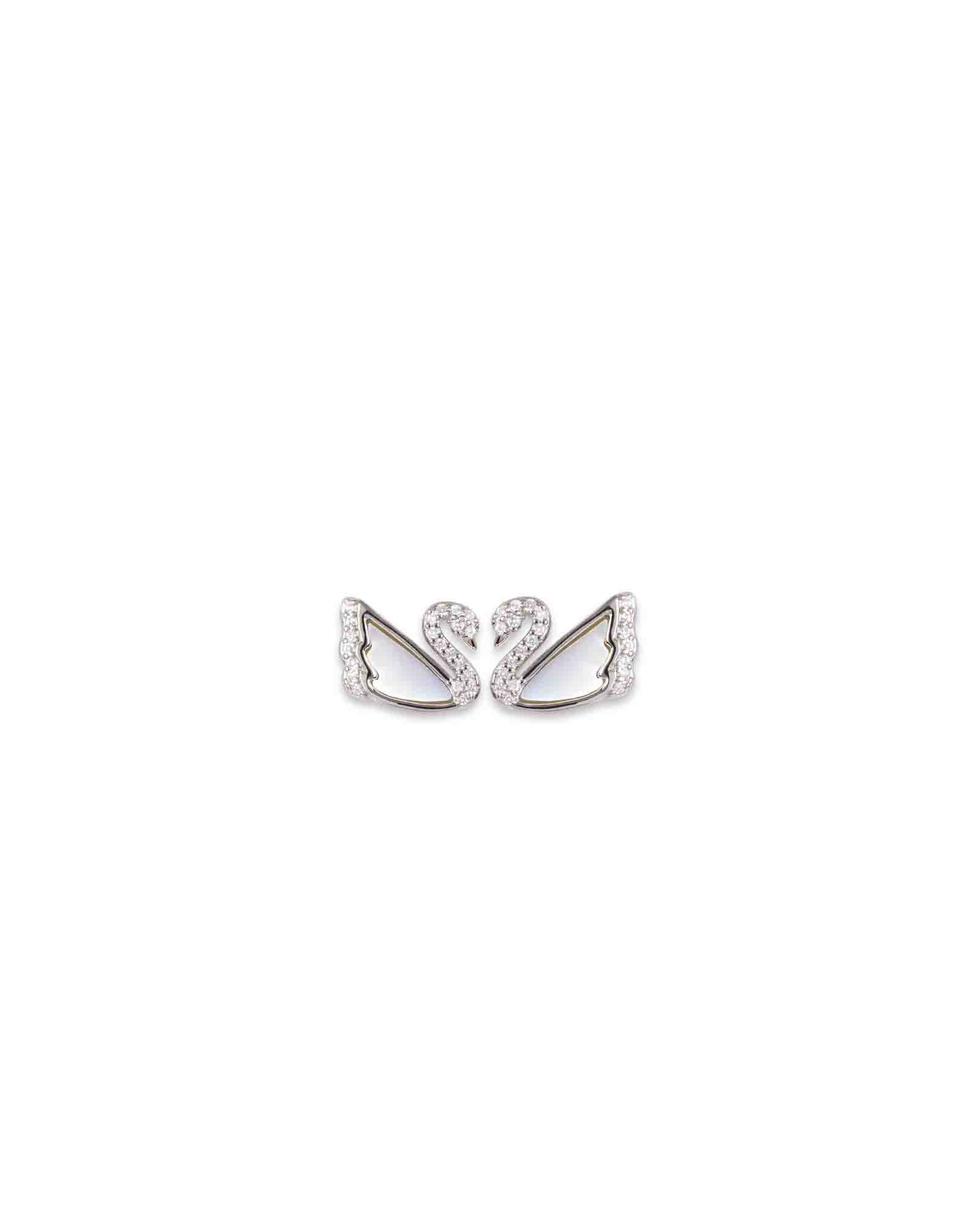 Swan sterling silver studs in rhodium plating